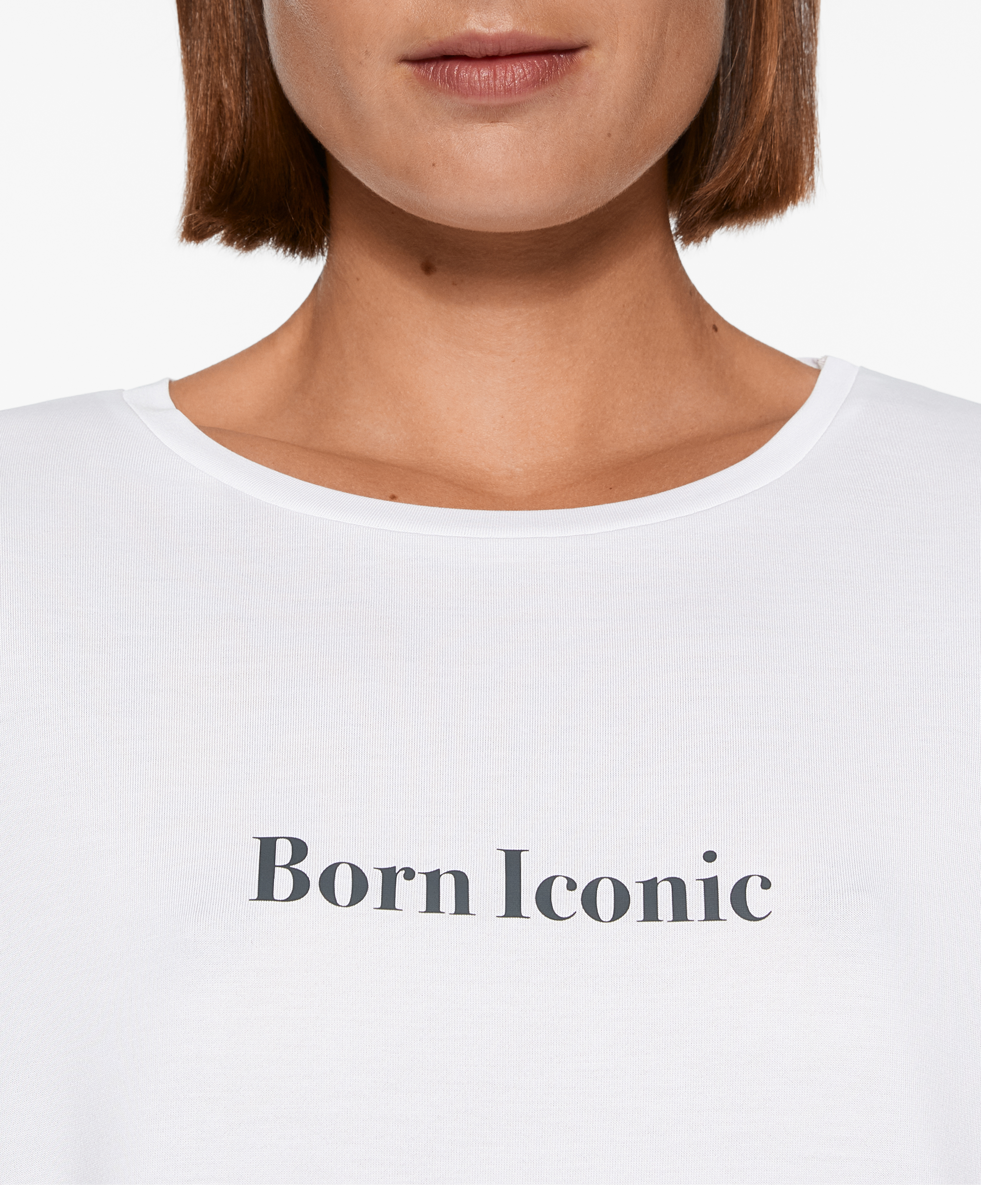 Modal blend short-sleeved slogan T-shirt