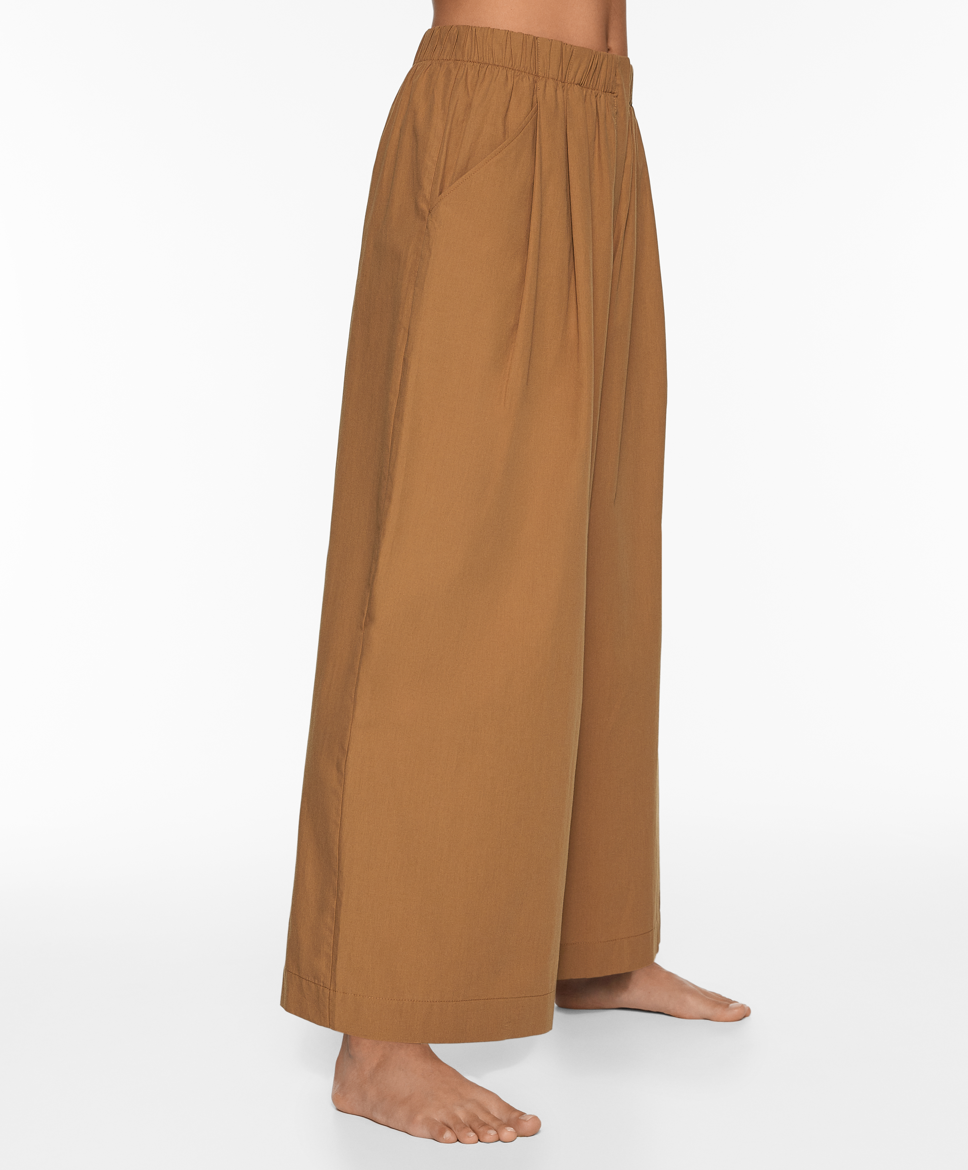 100% cotton poplin wide-leg trousers