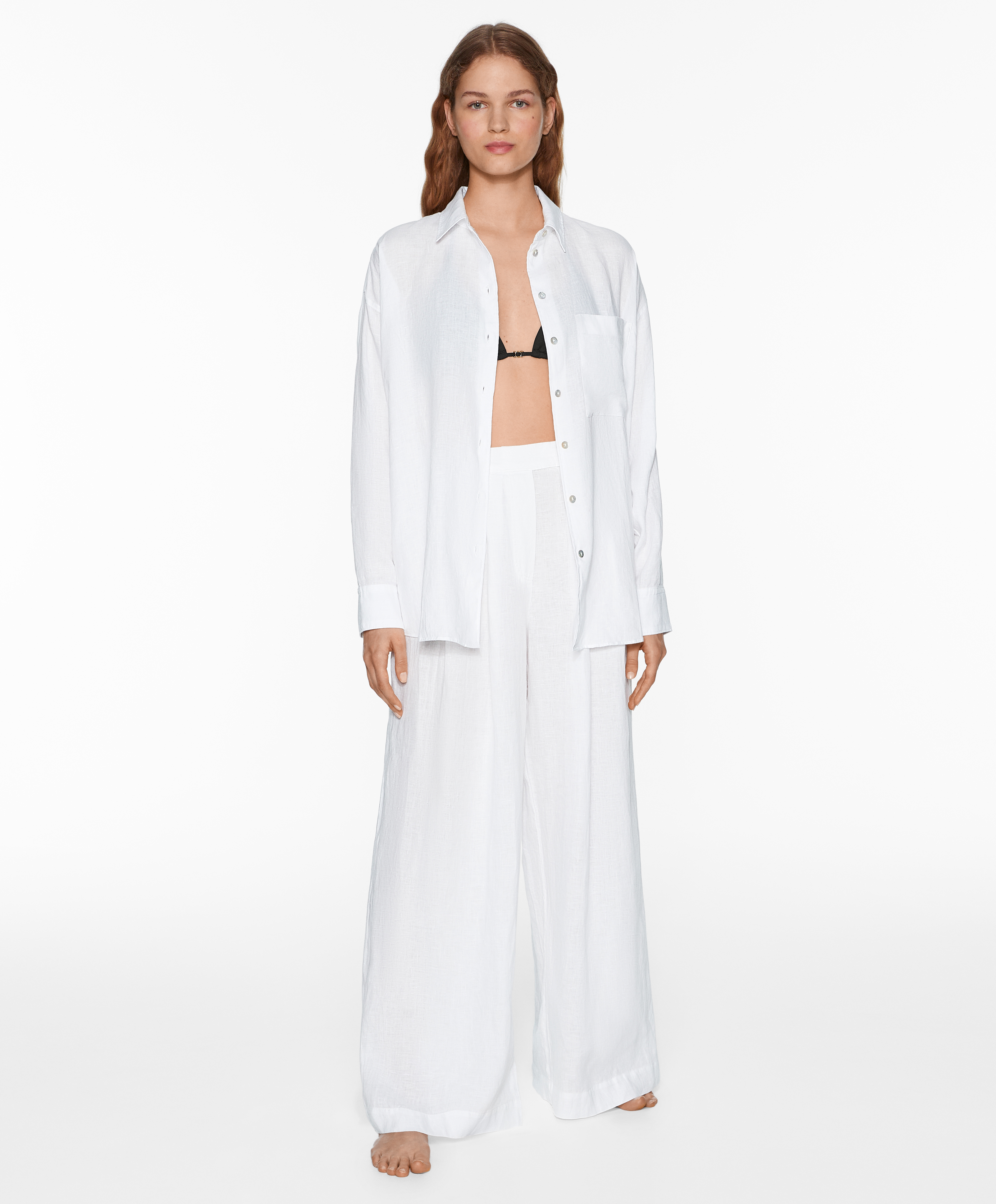 Tailored-fit 100% linen trousers