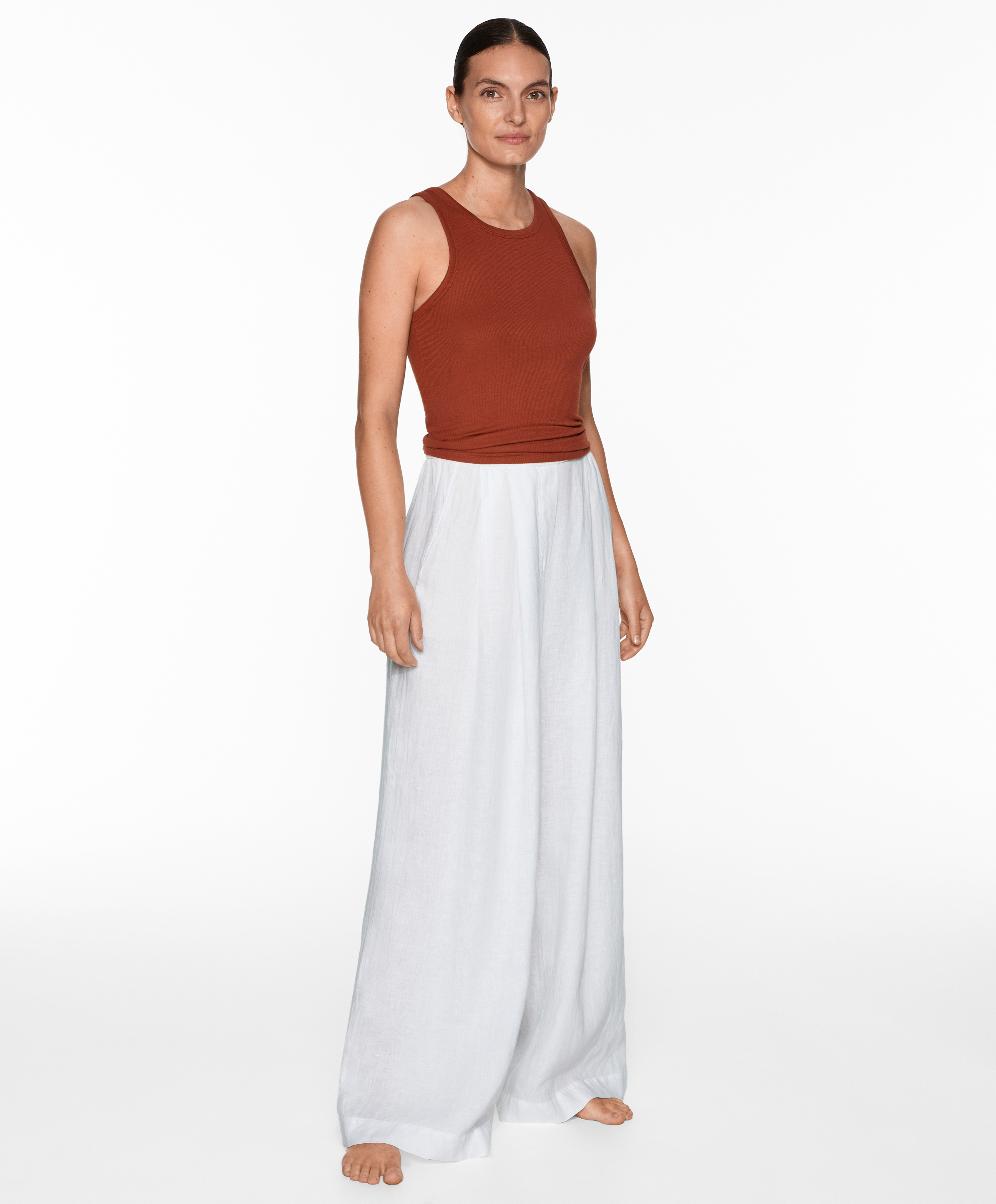 Rib vest top with cotton and modal