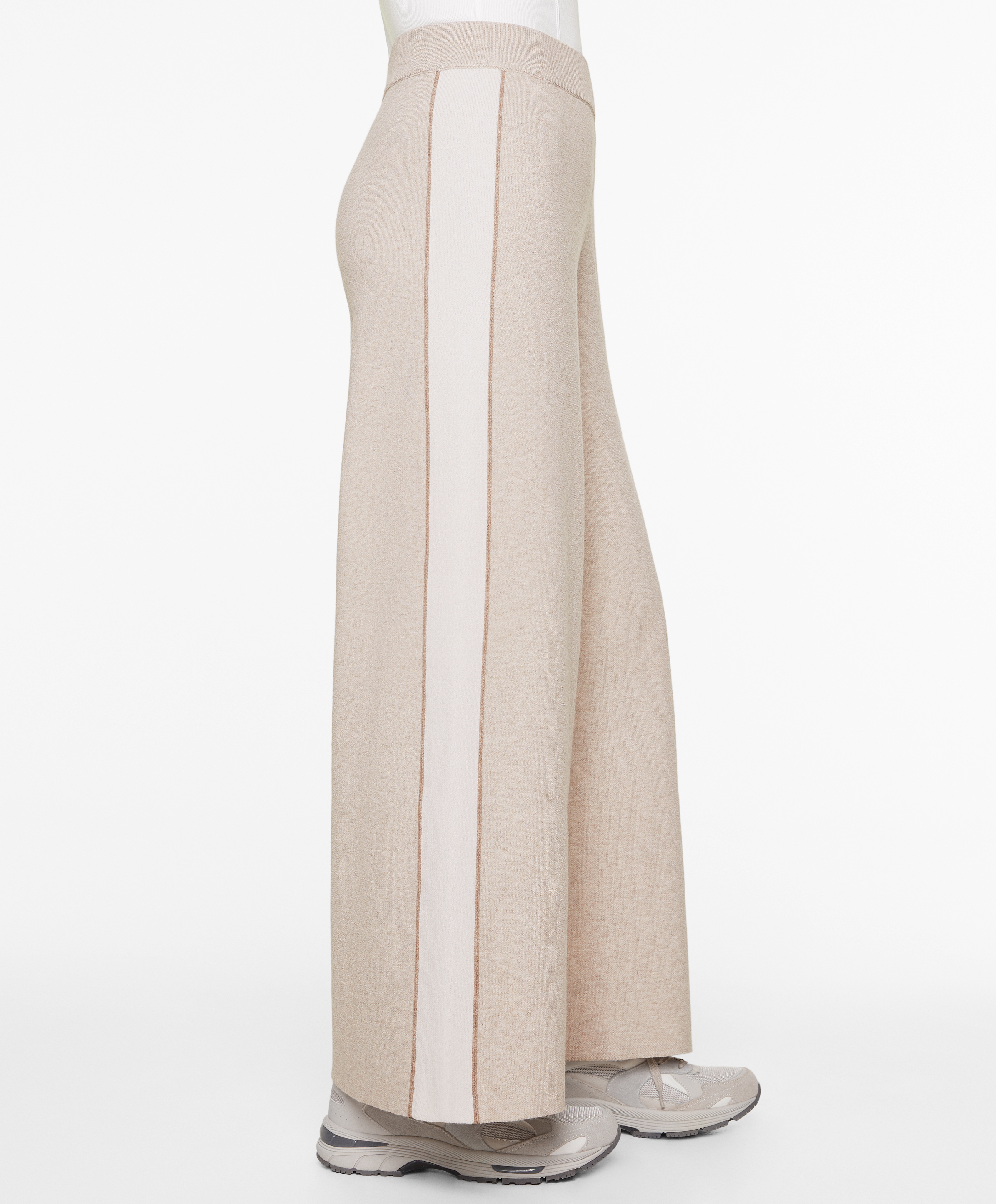 Knit straight leg trousers with piping