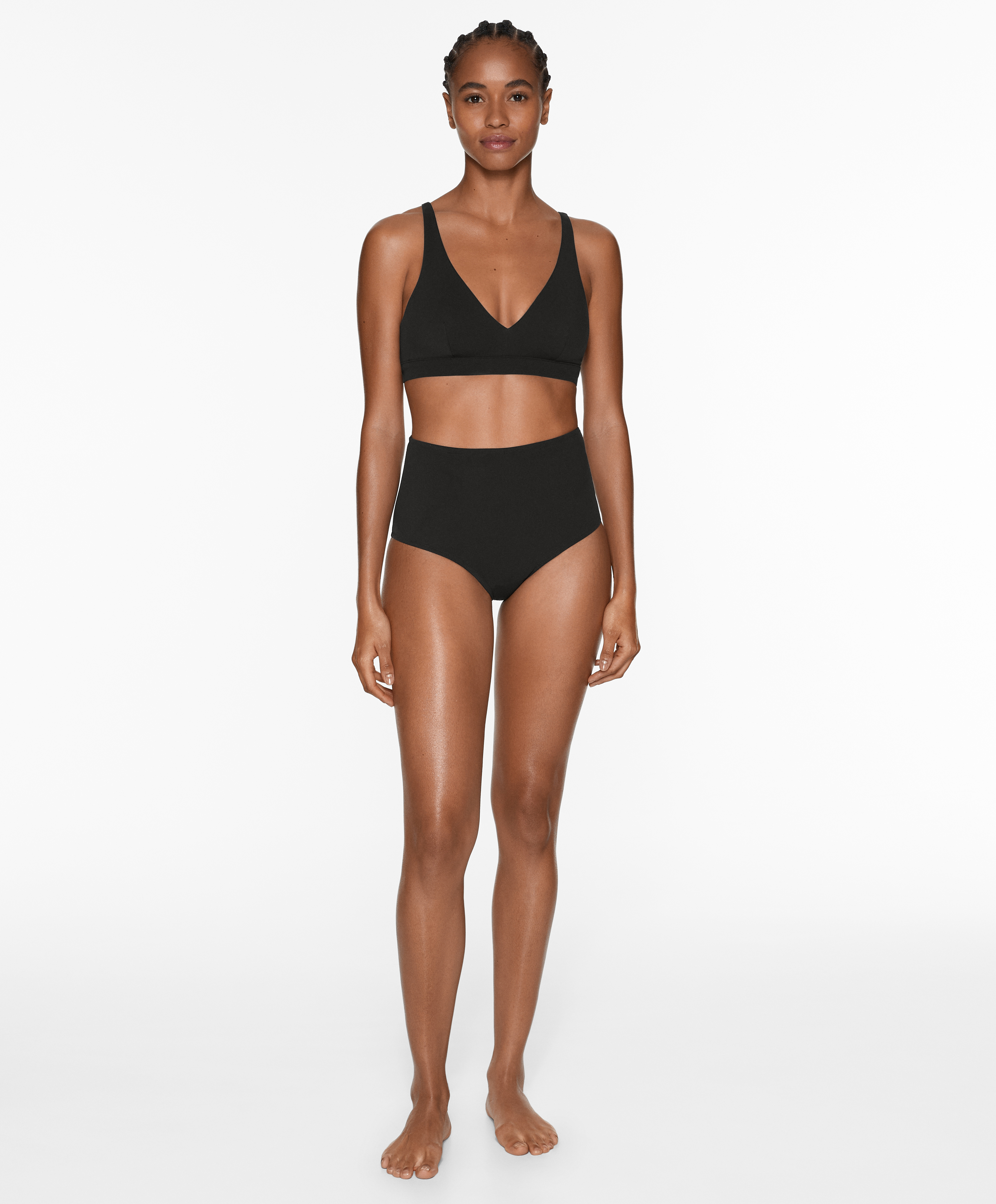 Shapewear-effect high-coverage bikini briefs