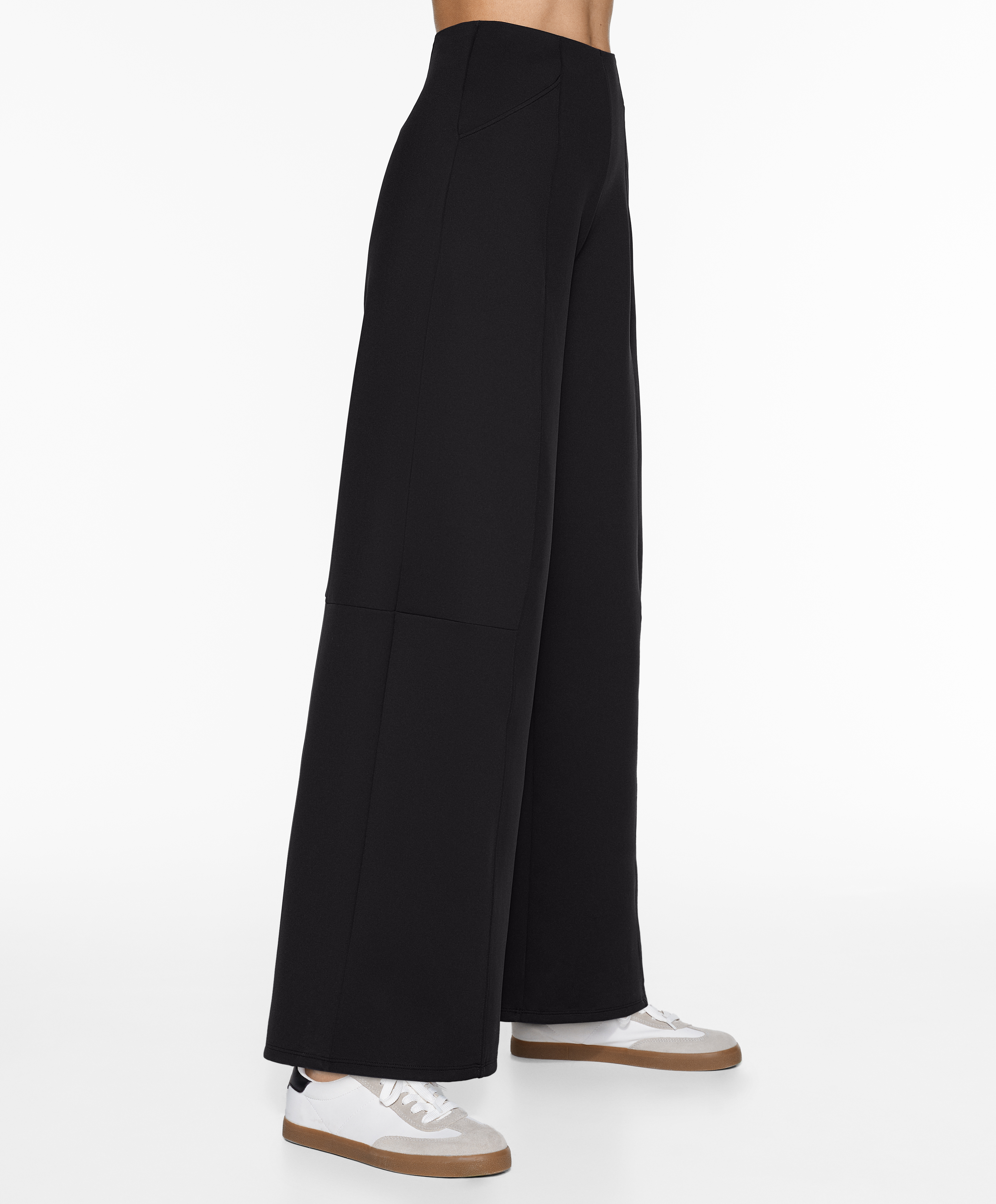 Neoprene-effect wide-leg trousers