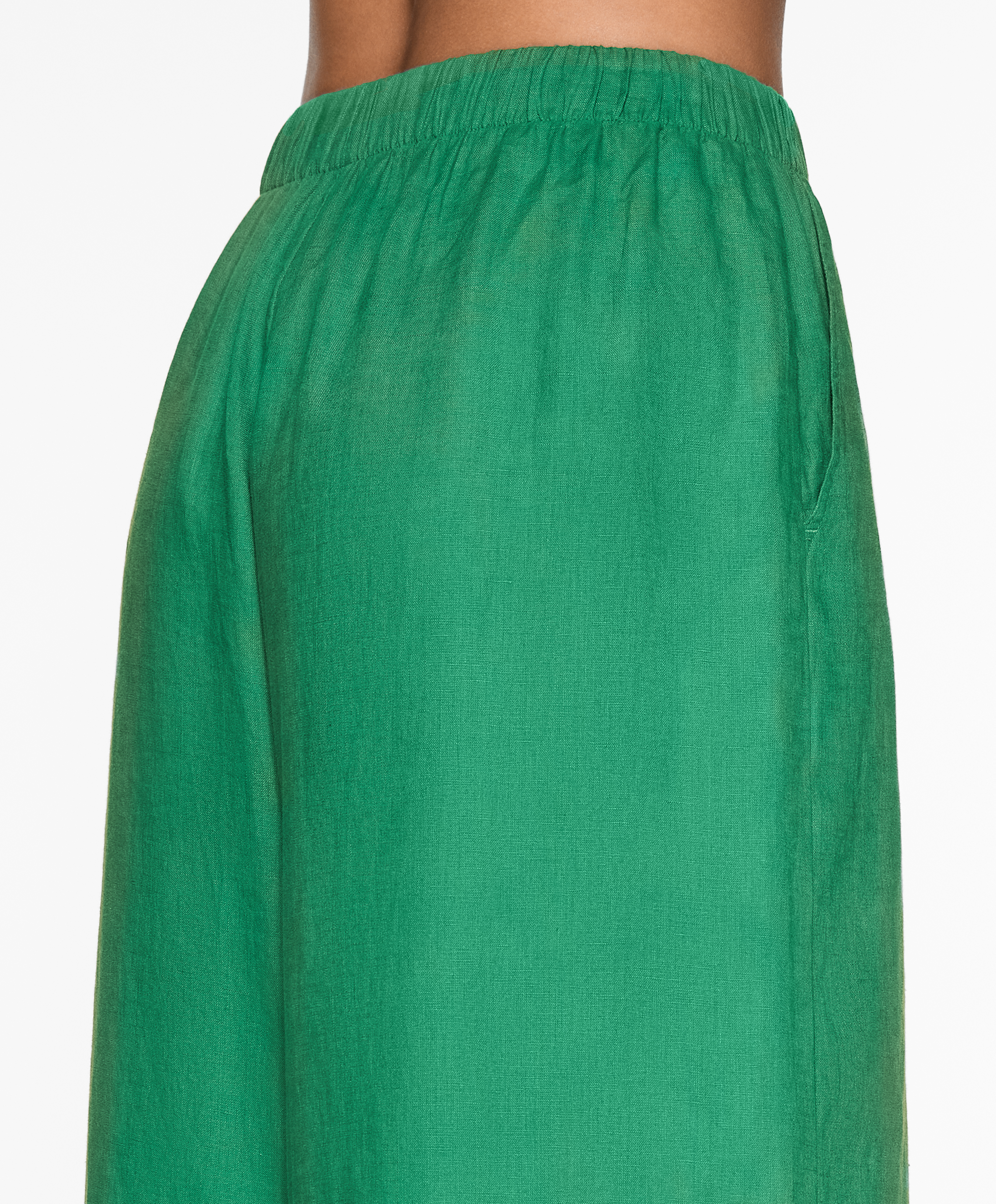 100% linen wide straight-leg trousers