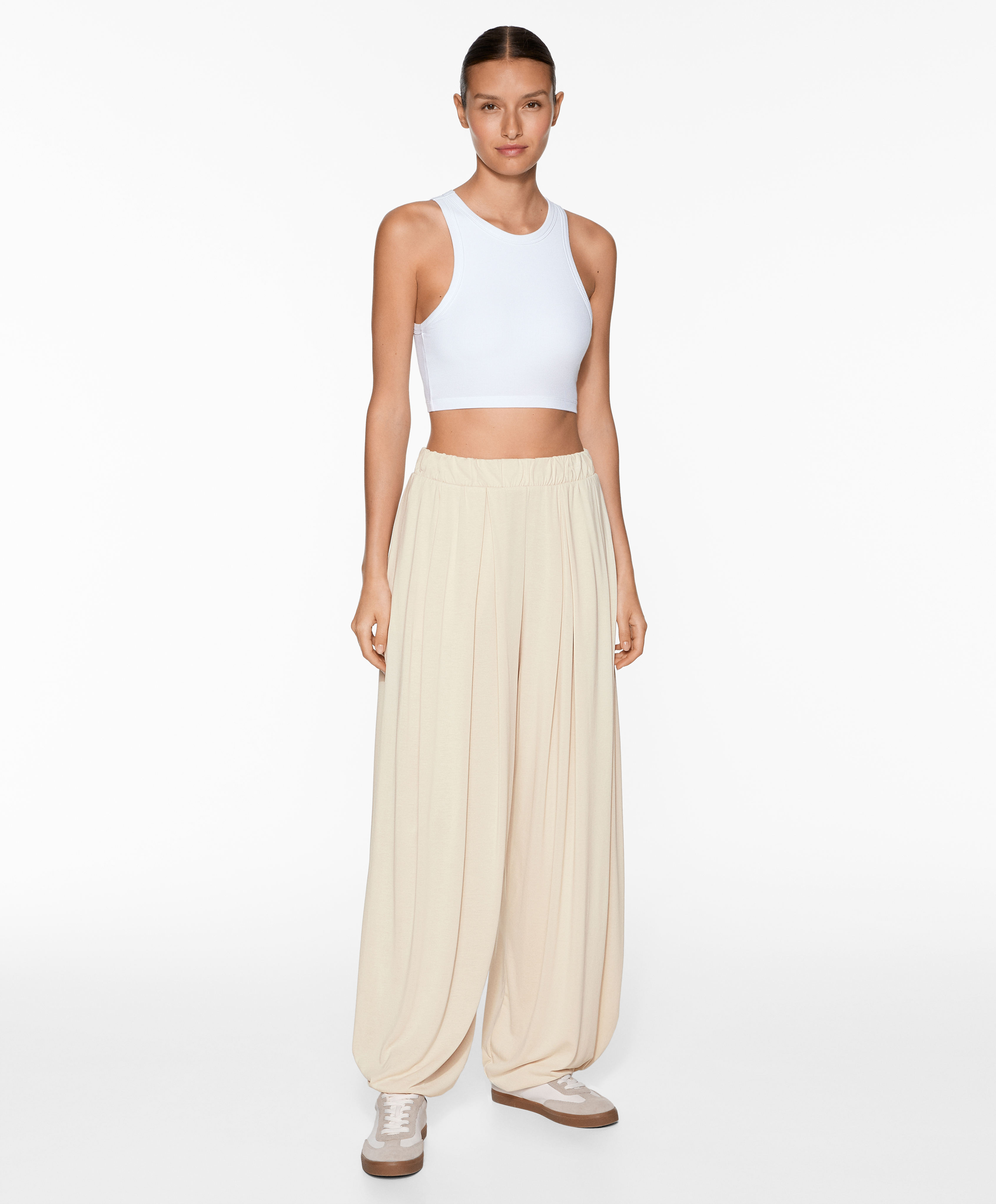 Modal blend wide-leg trousers