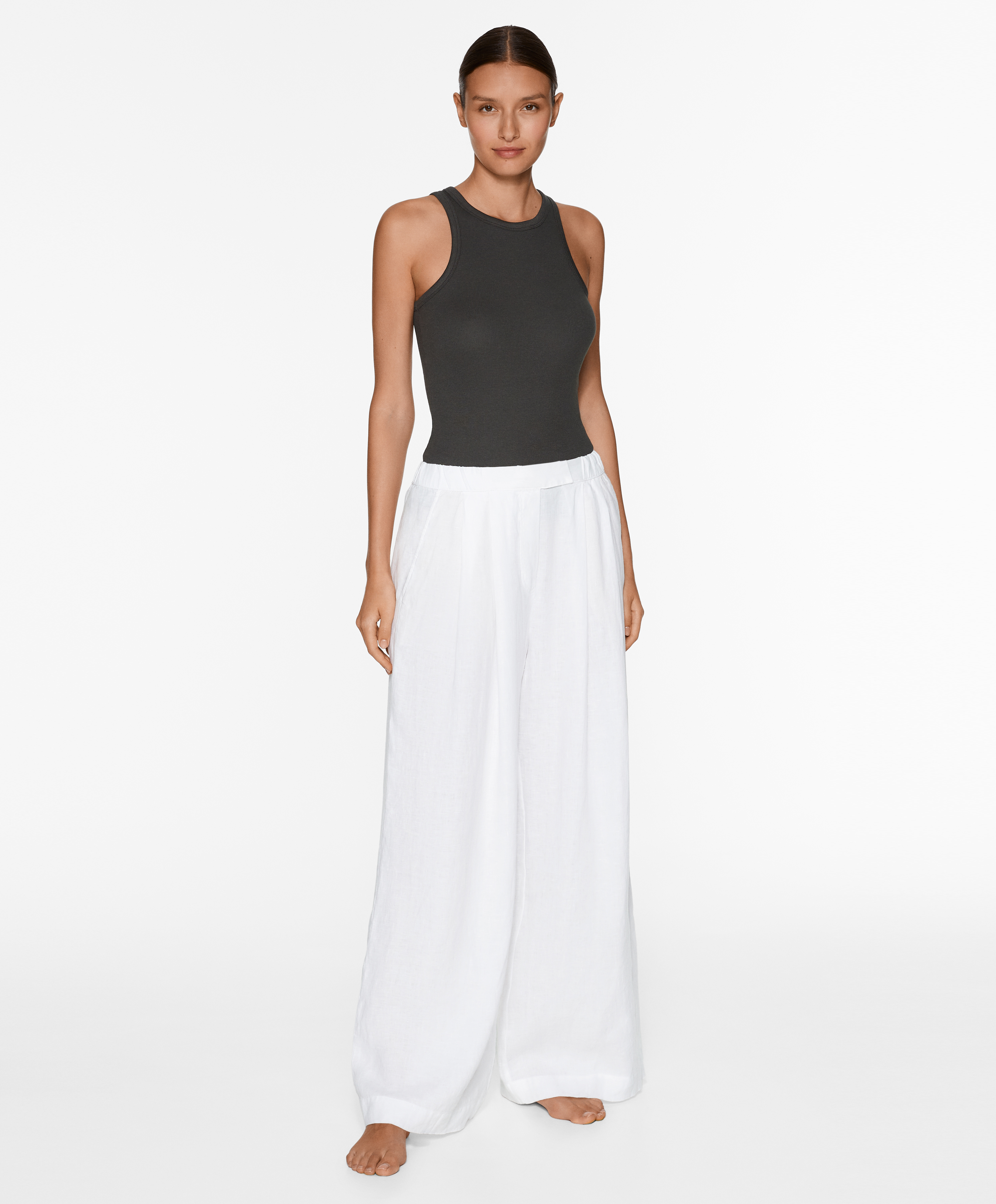 Rib vest top with cotton and modal