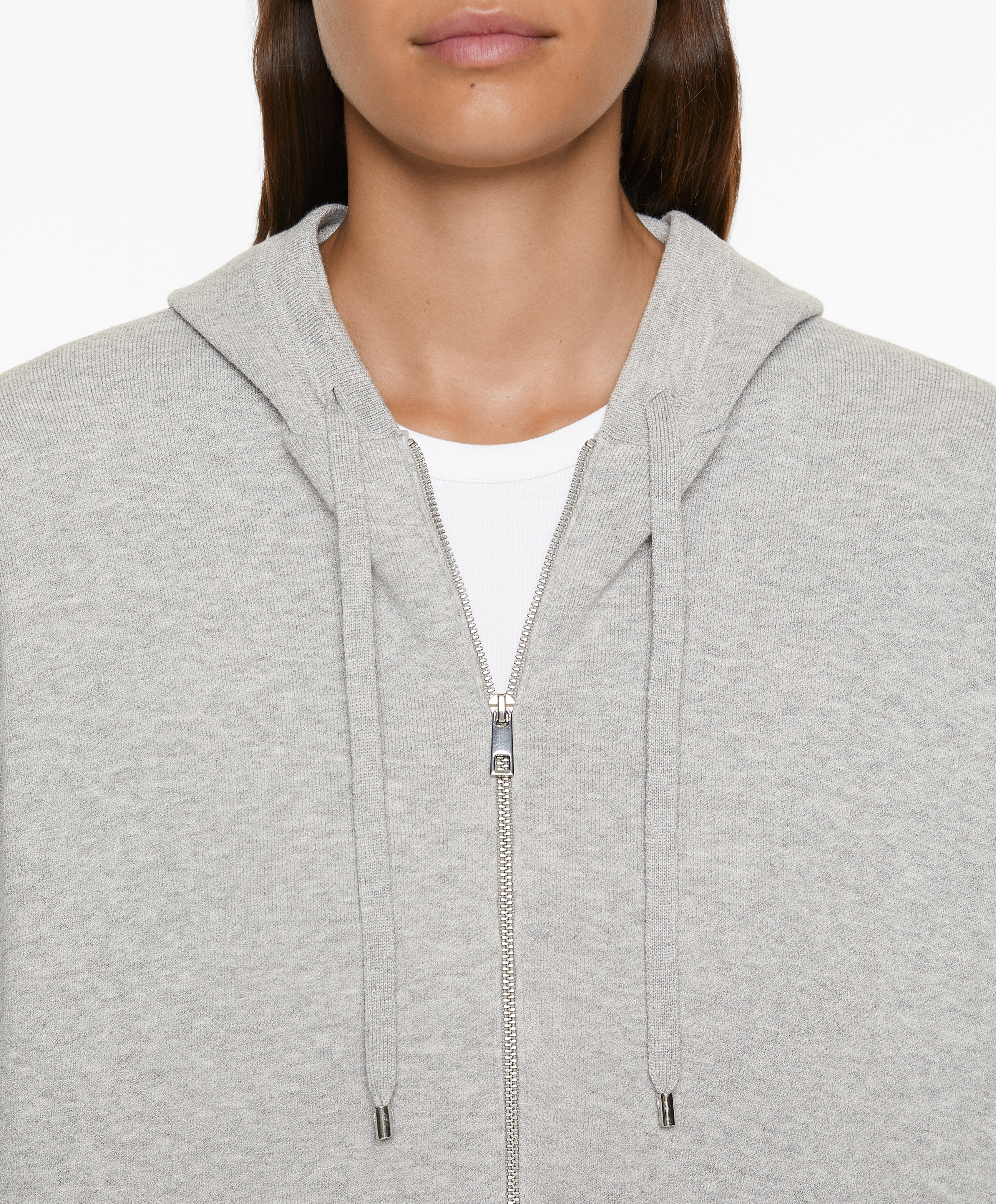 Zipped knit hooded jacket