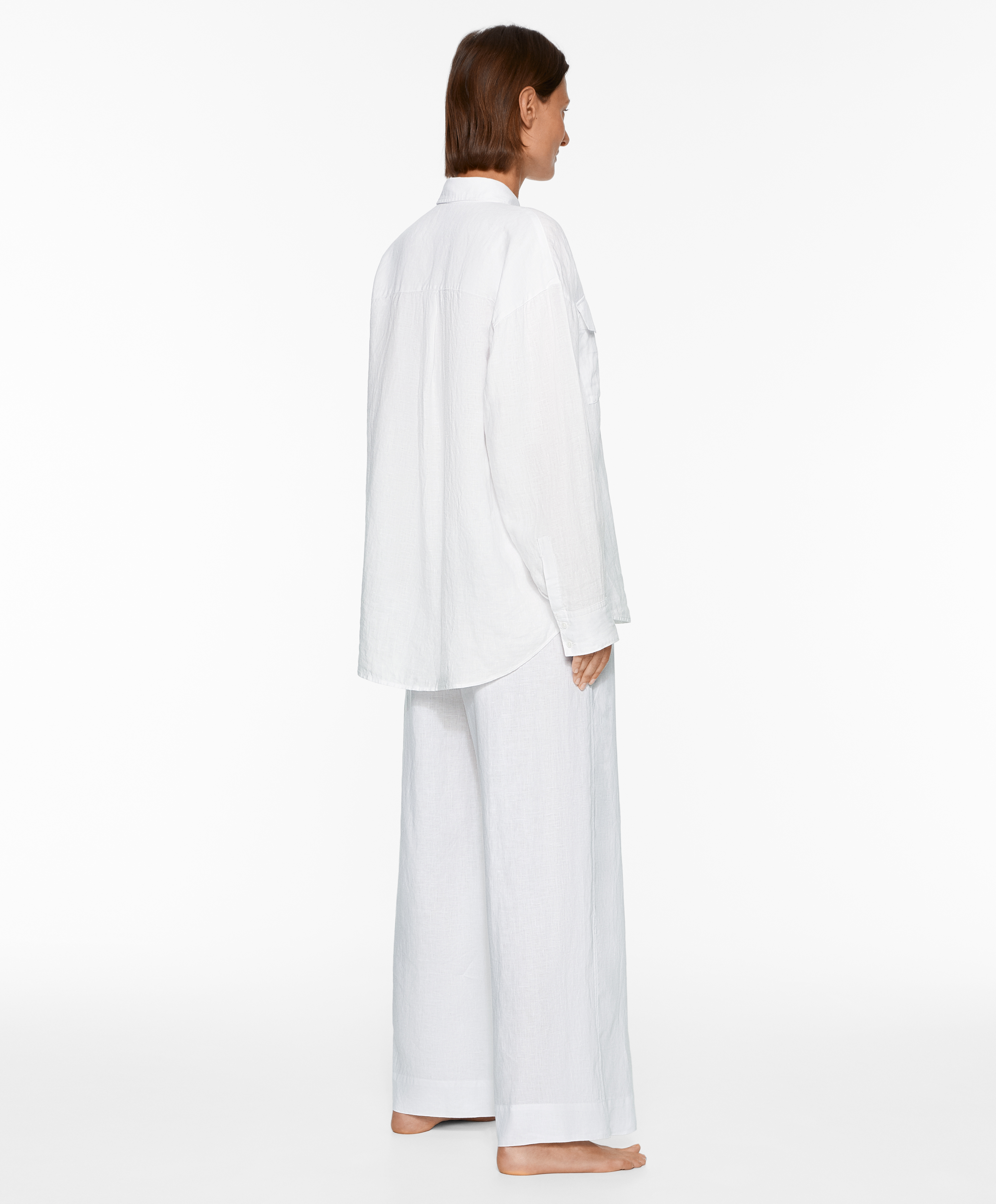 100% linen long-sleeved utility shirt