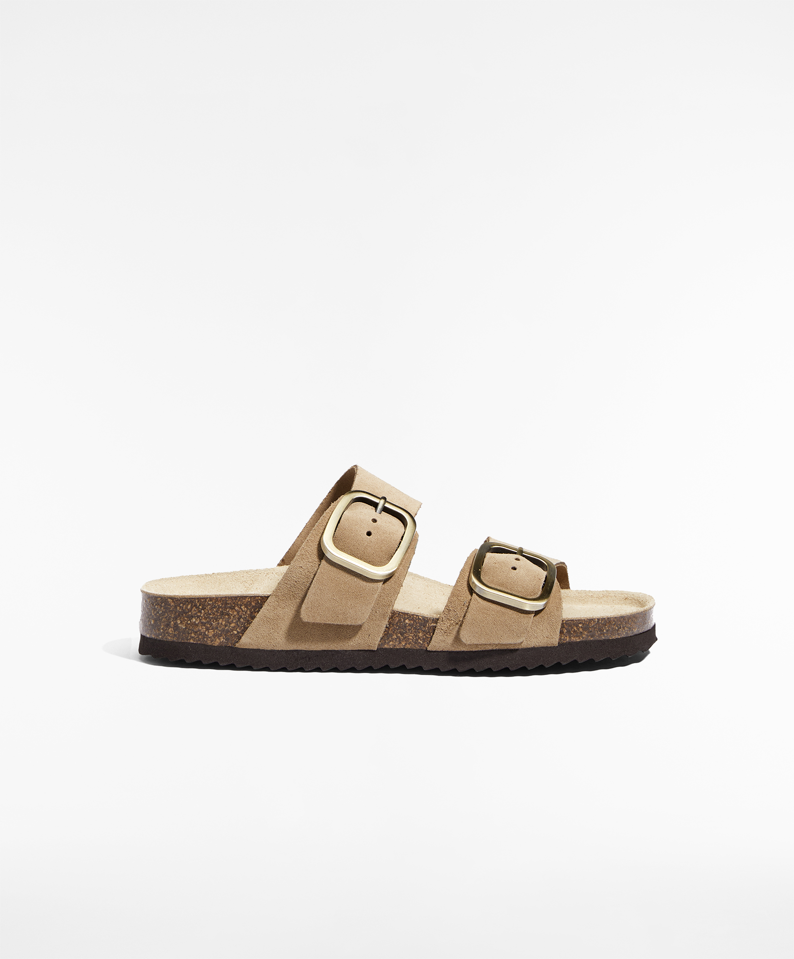 Buckle split-leather slides