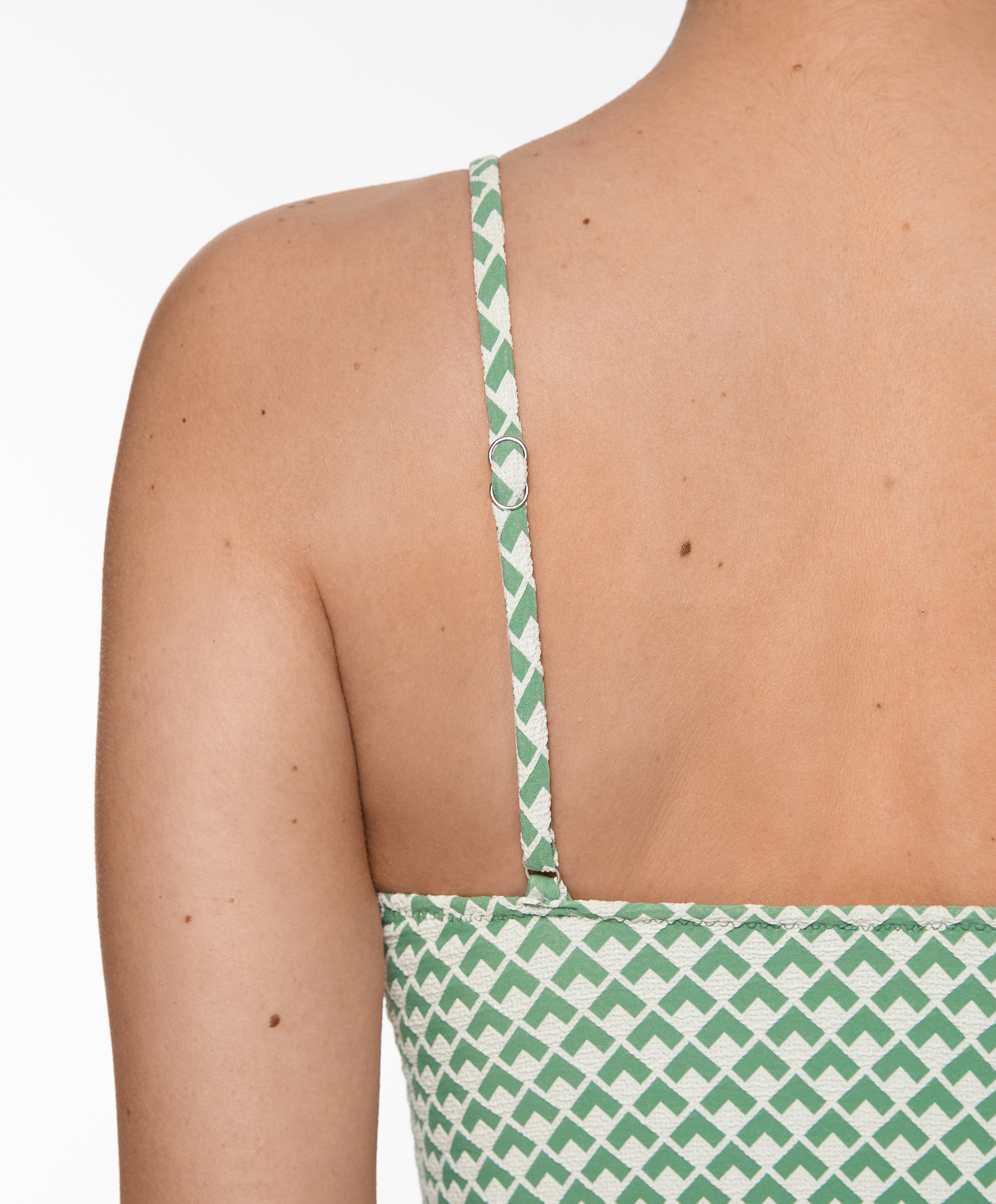 Geometric jacquard V-neck swimsuit