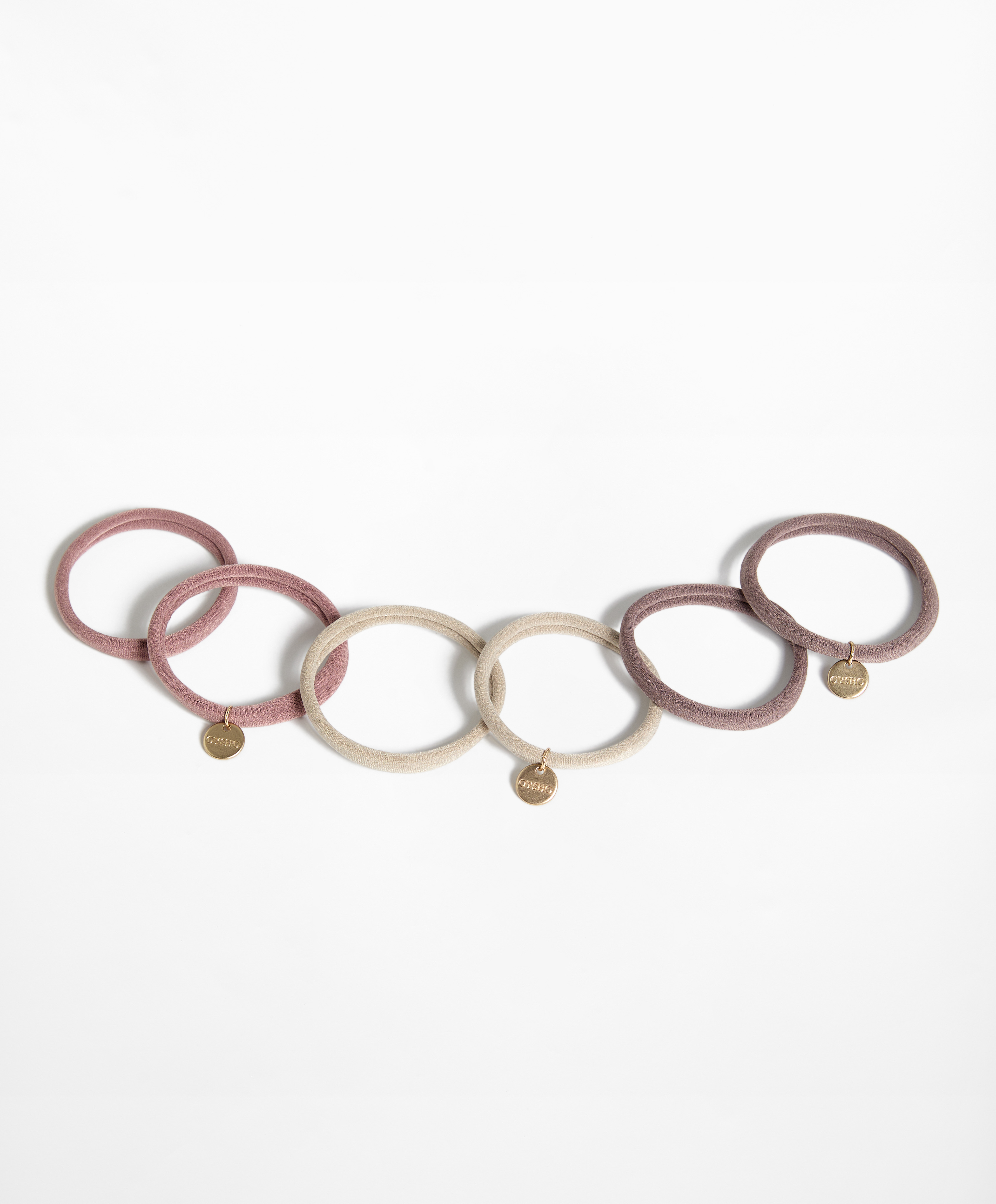 6 Oysho plaque hair ties