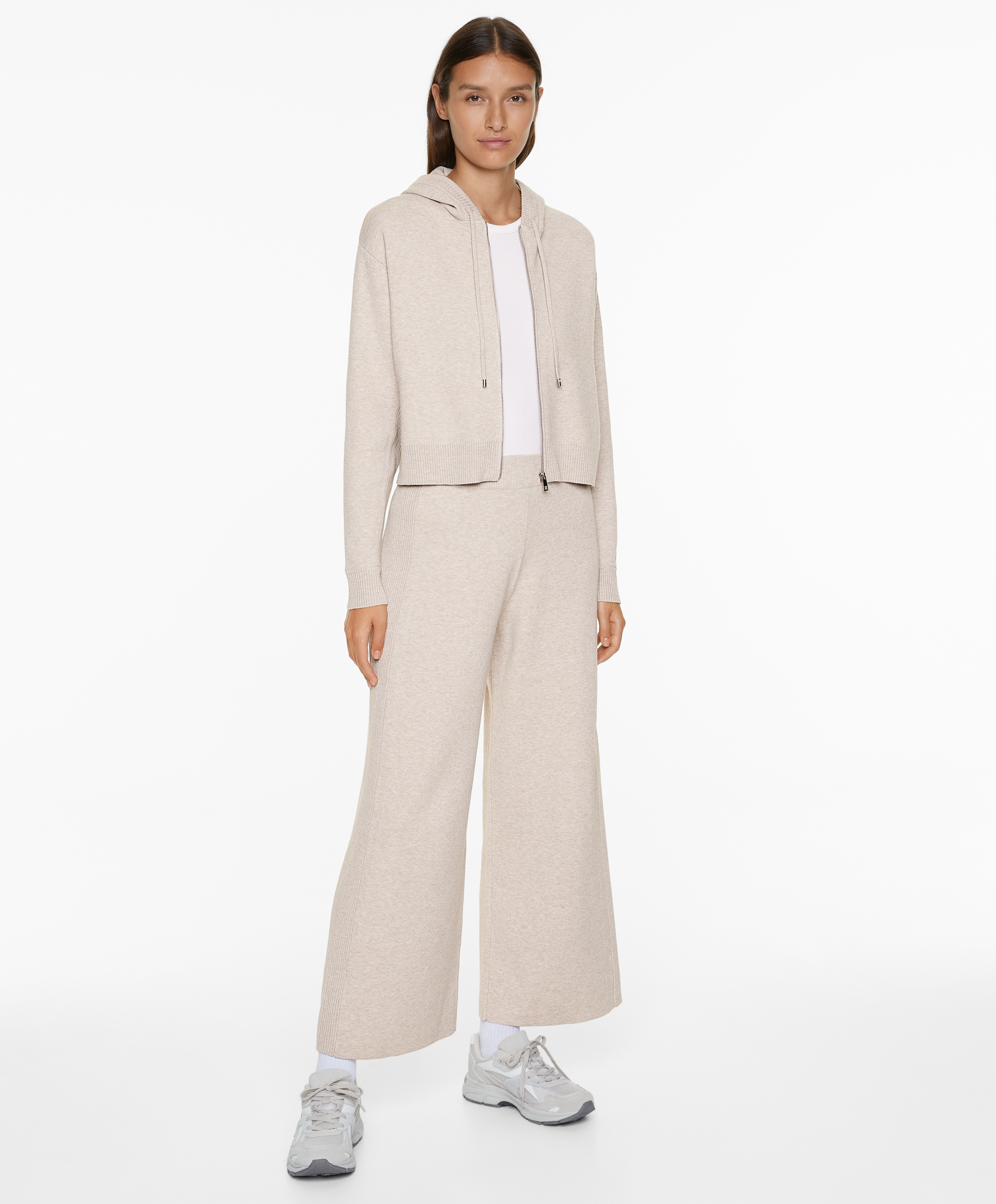 Side rib straight-leg knit trousers