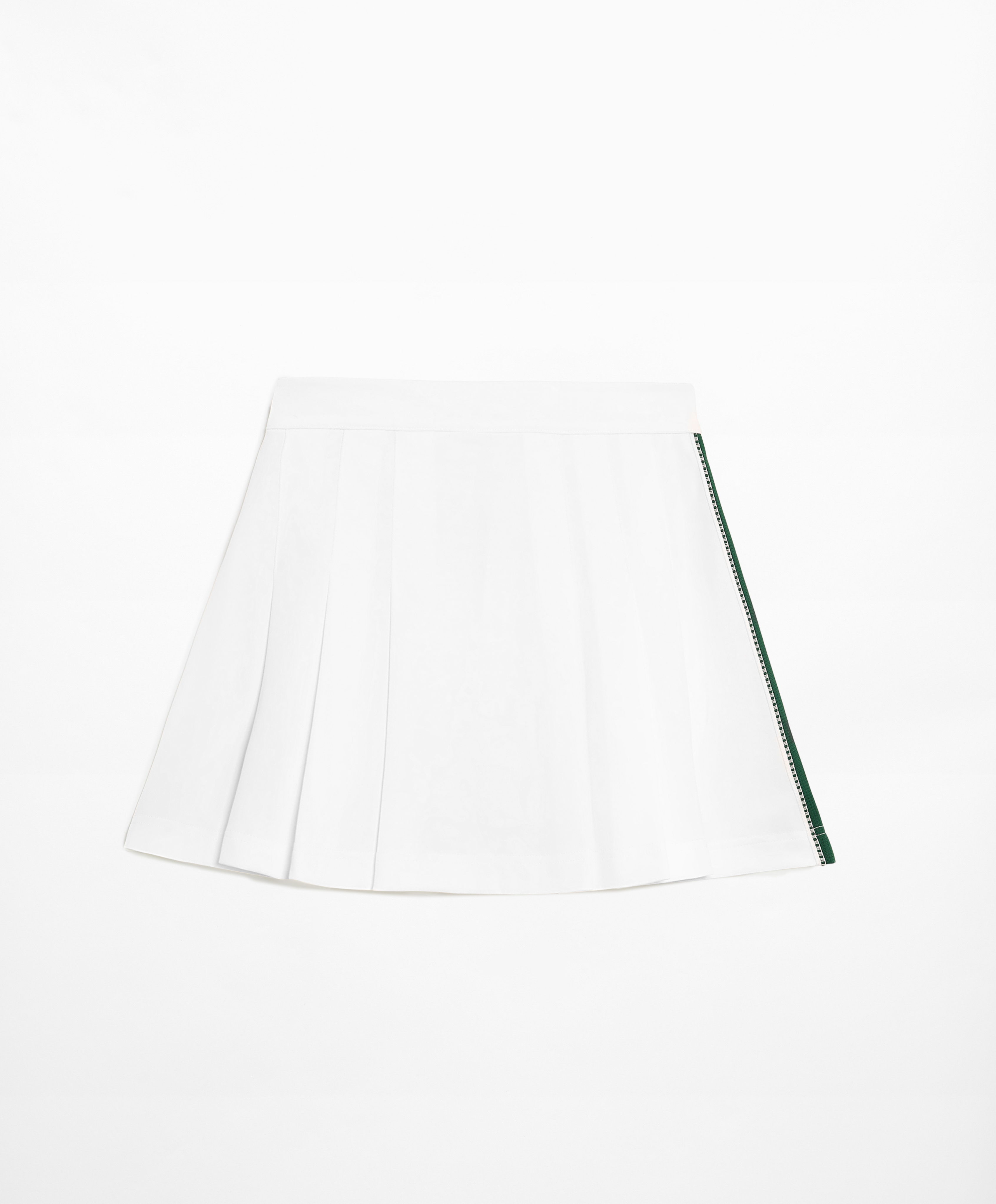 Pleated piqué skirt with cotton and side stripe