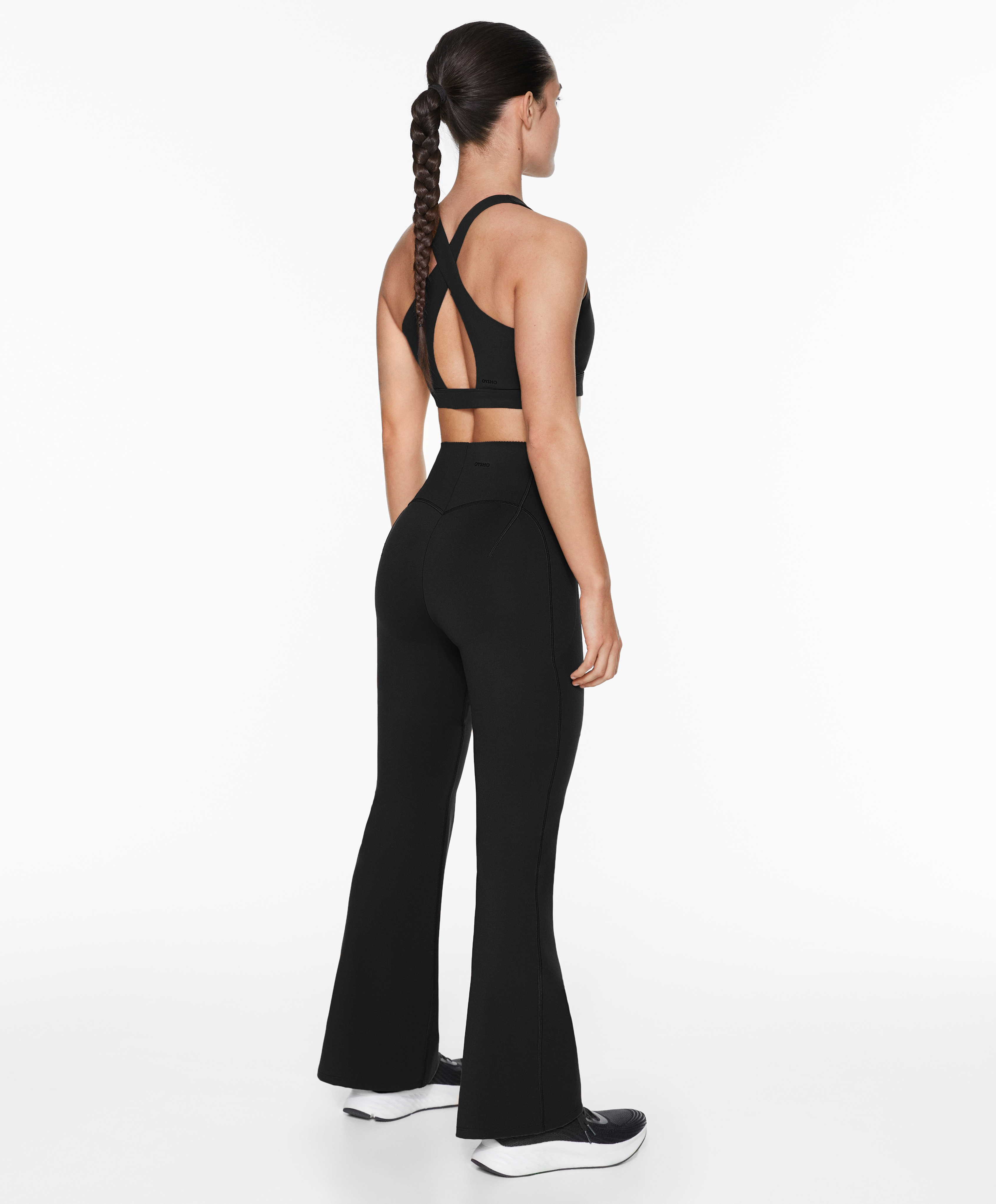 Raise up compressive flare trousers