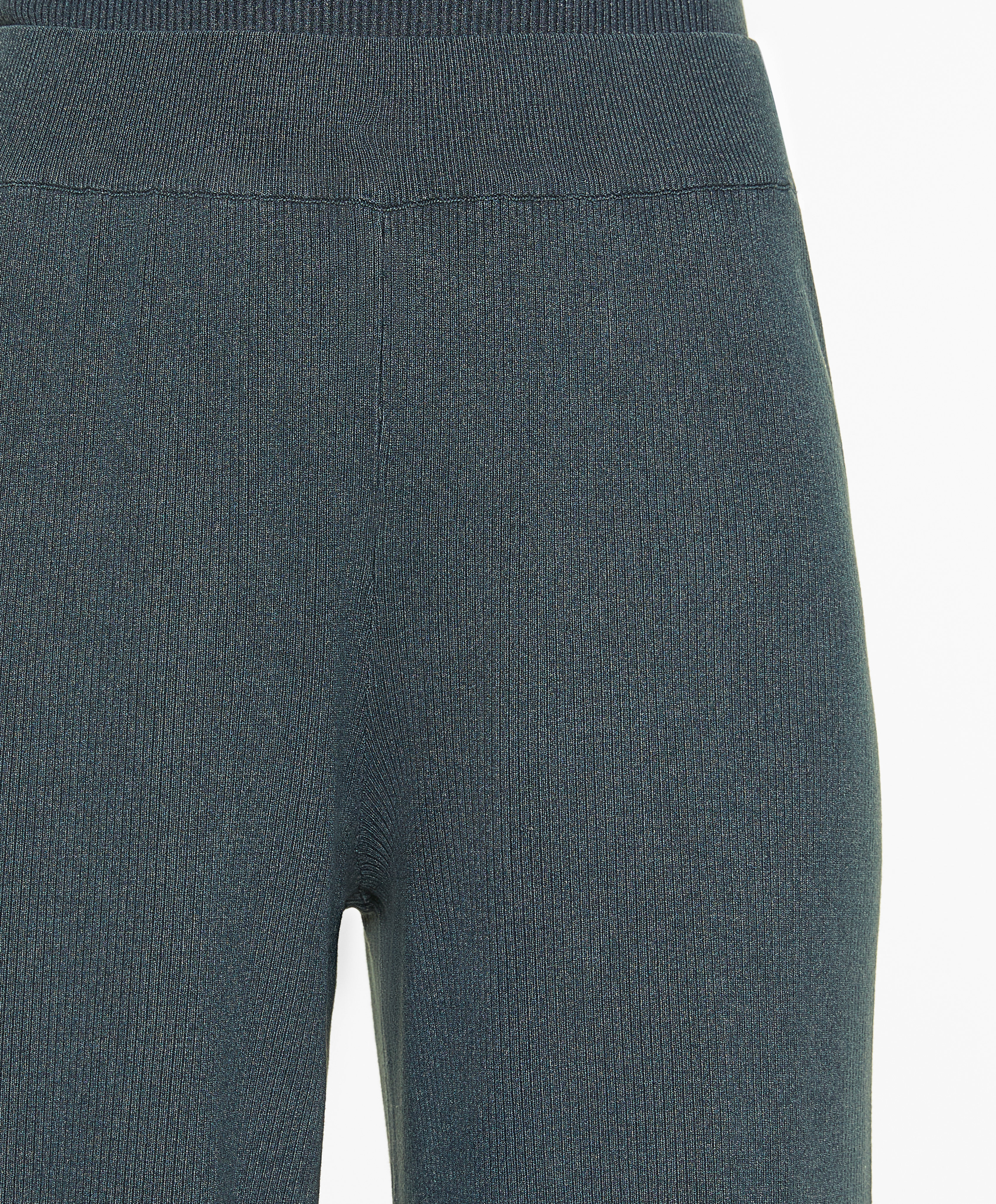 Rib-knit straight-leg trousers