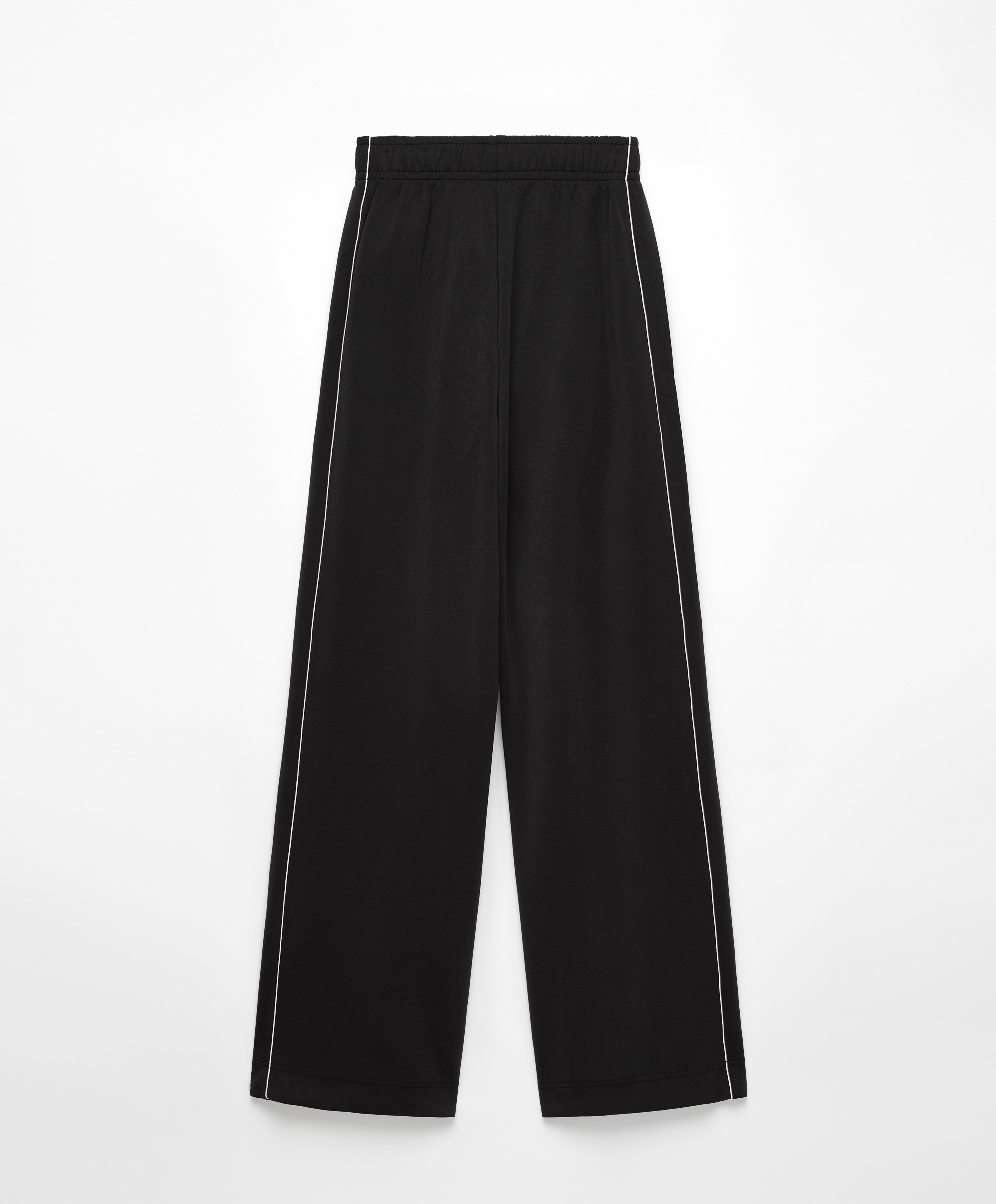 Side appliqué wide straight-leg trousers with modal