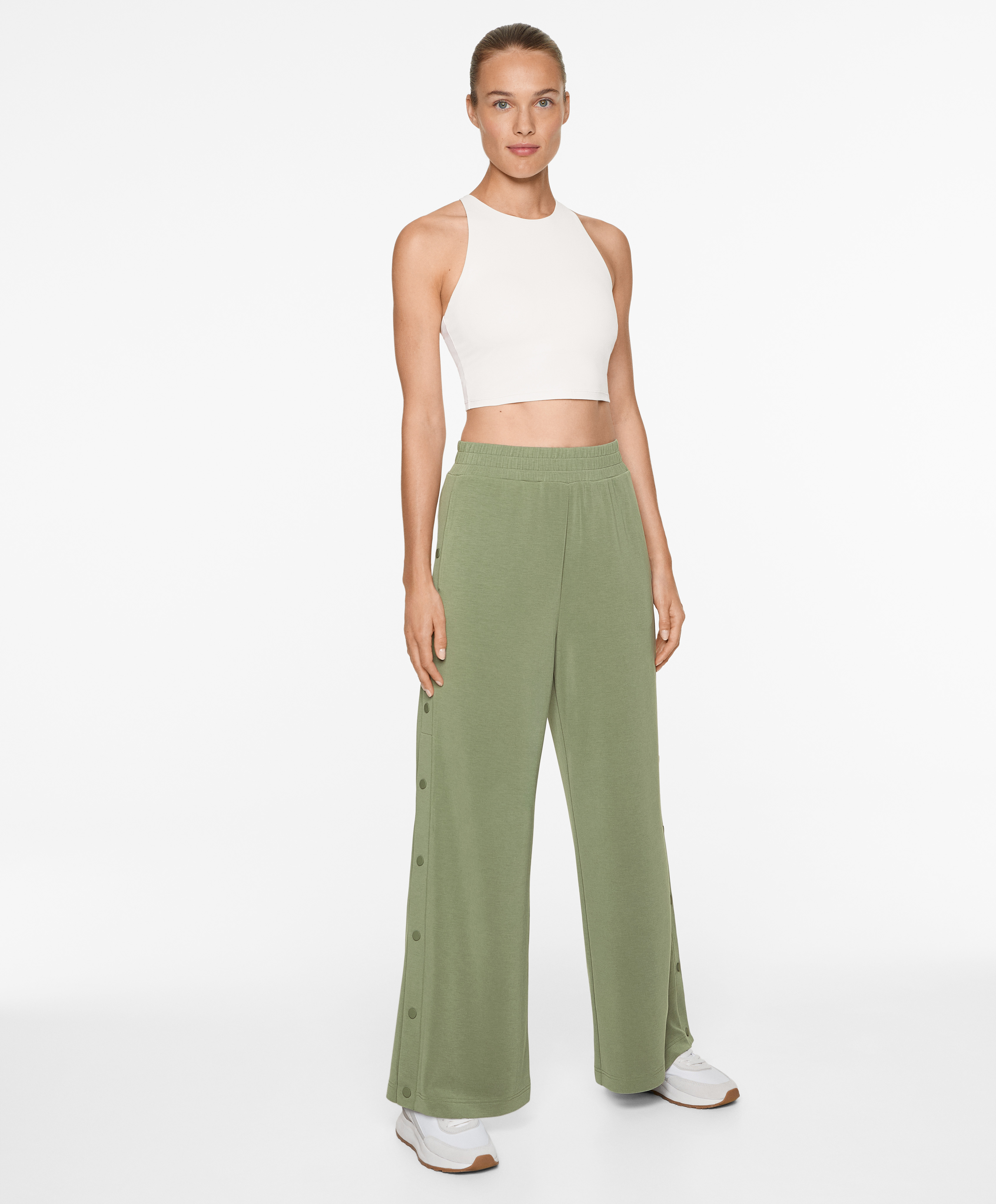 Soft-touch wide, straight-leg trousers with modal and buttons