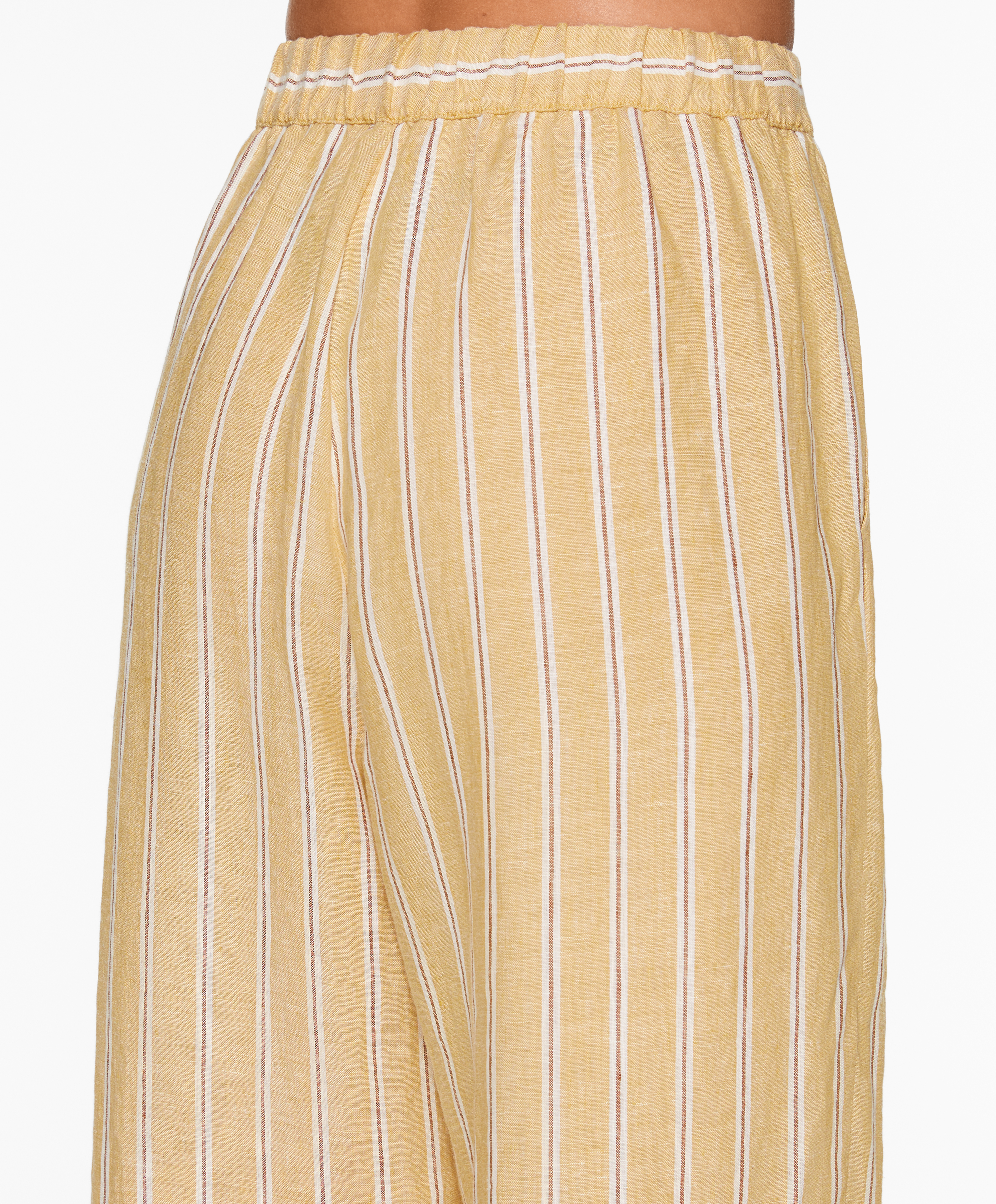 Tailored-fit 100% linen striped trousers