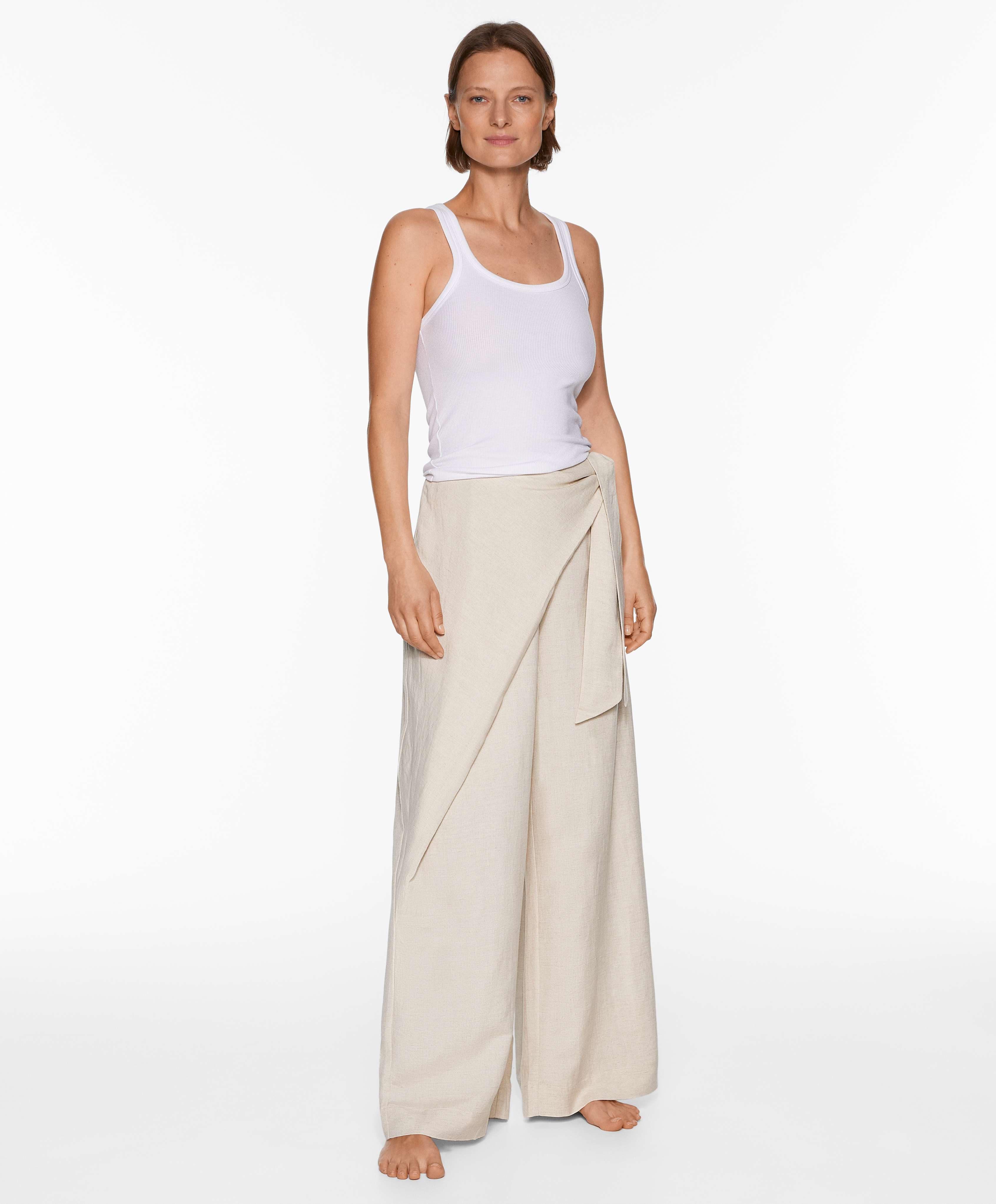 Wrap trousers with linen