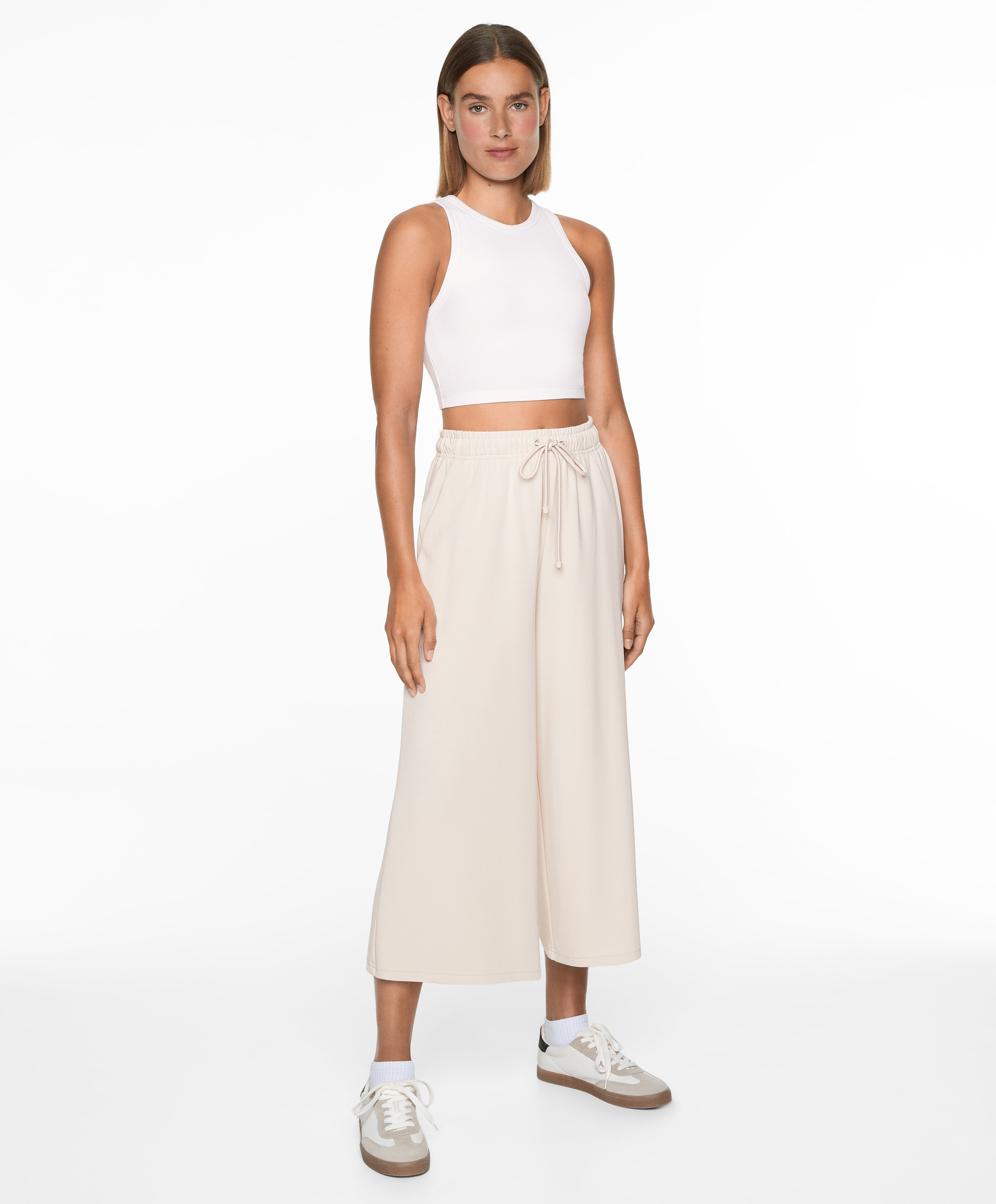 Soft-touch wide-leg crop trousers with modal