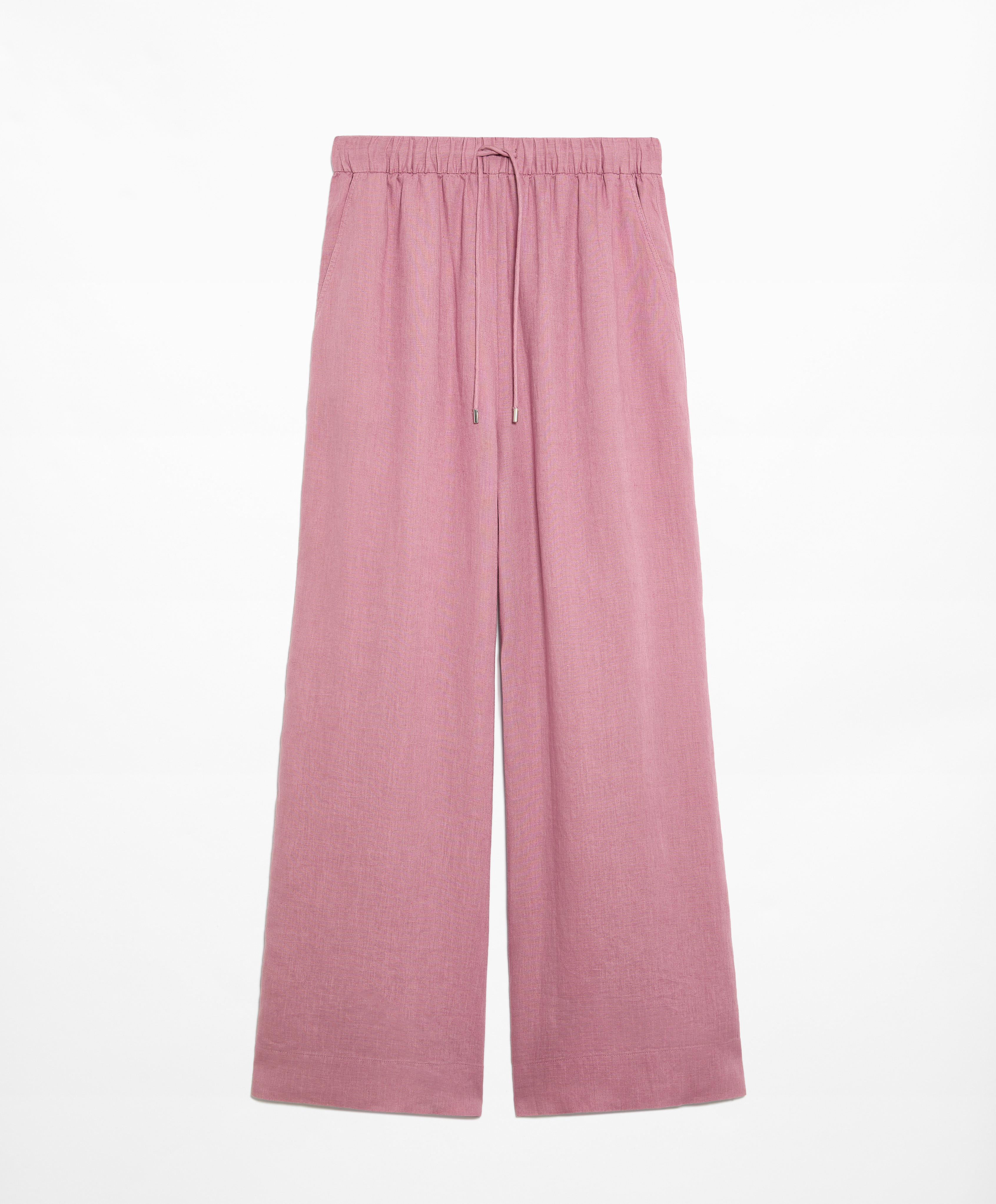 100% linen wide straight-leg trousers