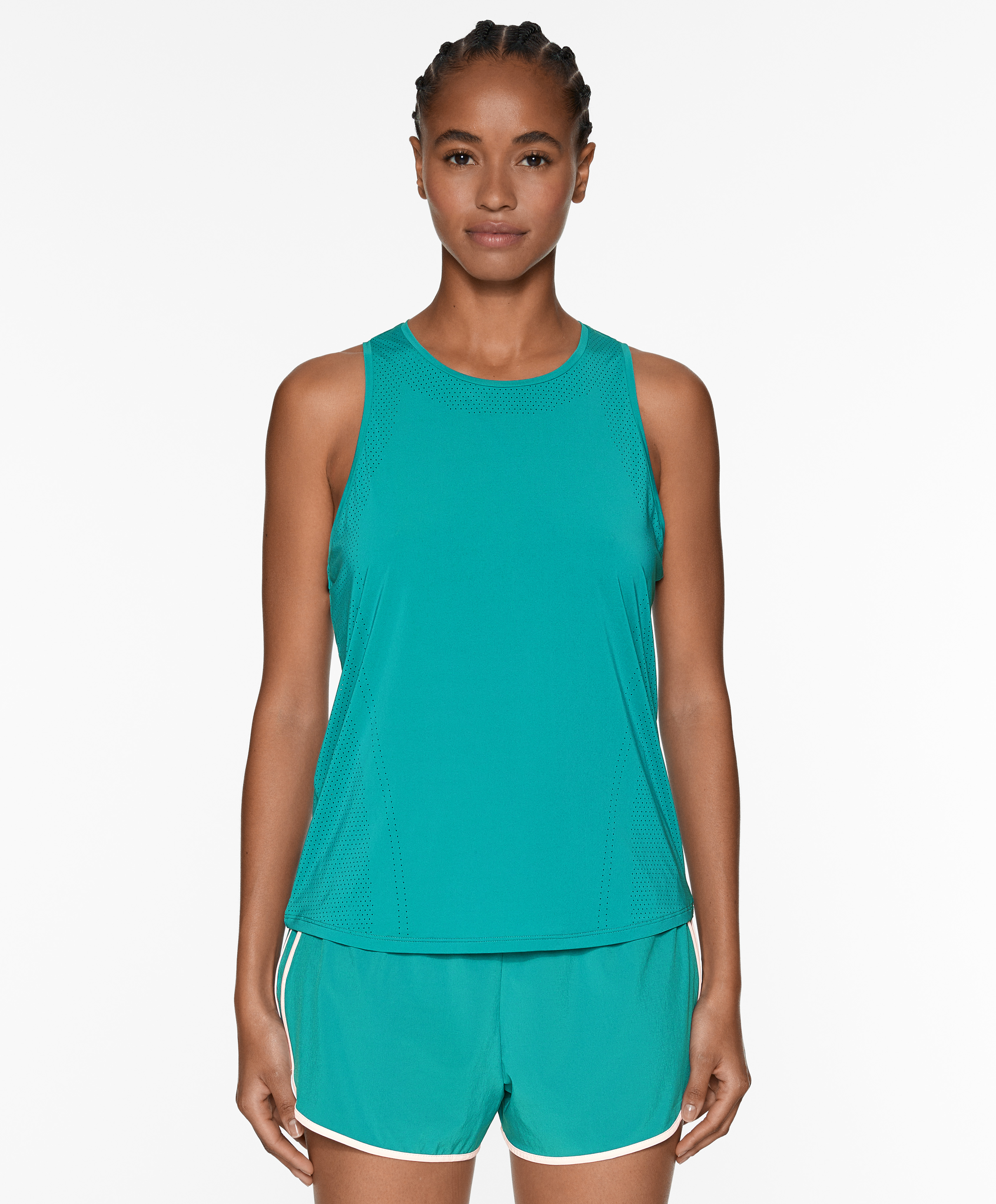 Sleeveless technical T-shirt with open back