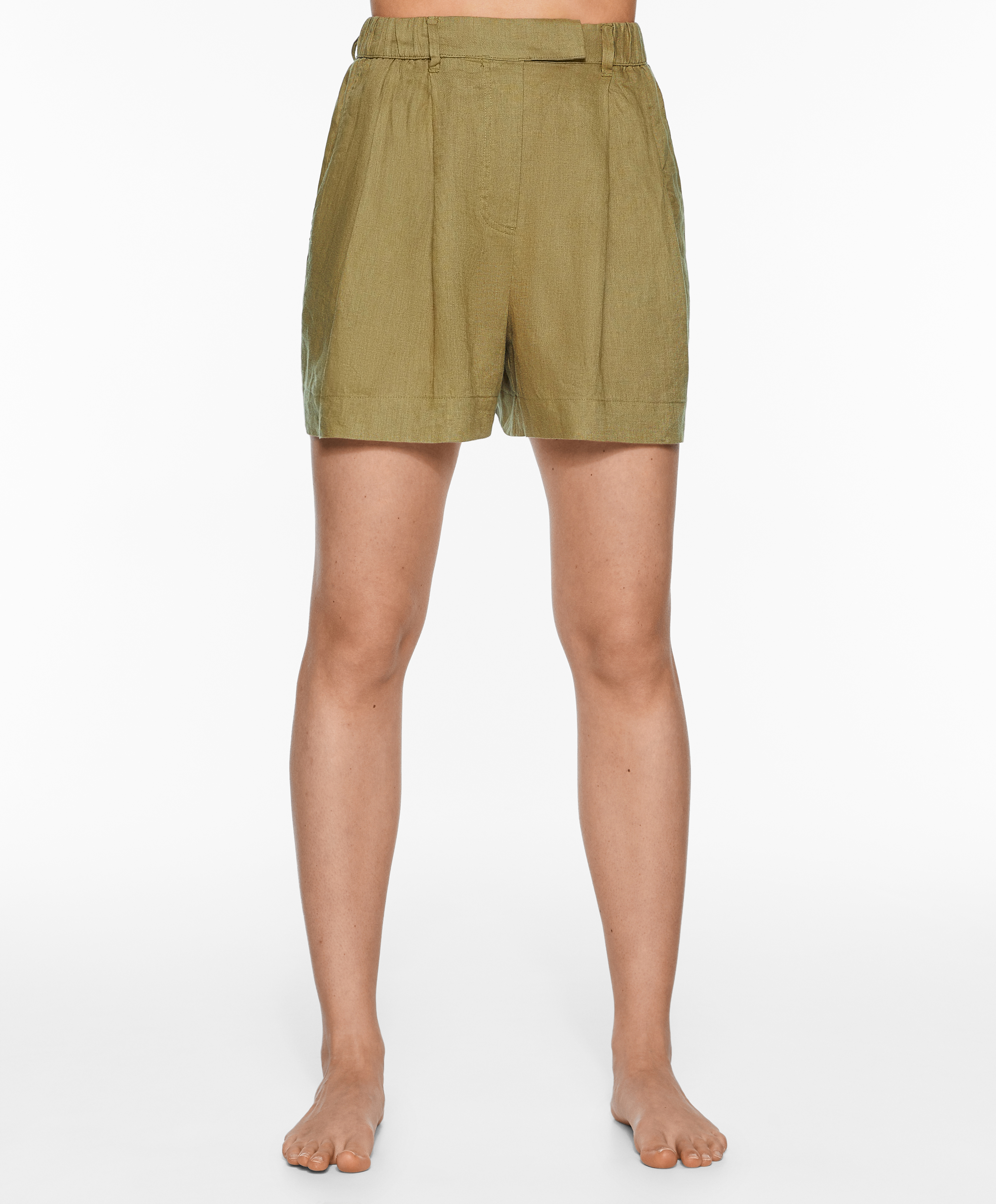 100% linen tailored-fit shorts