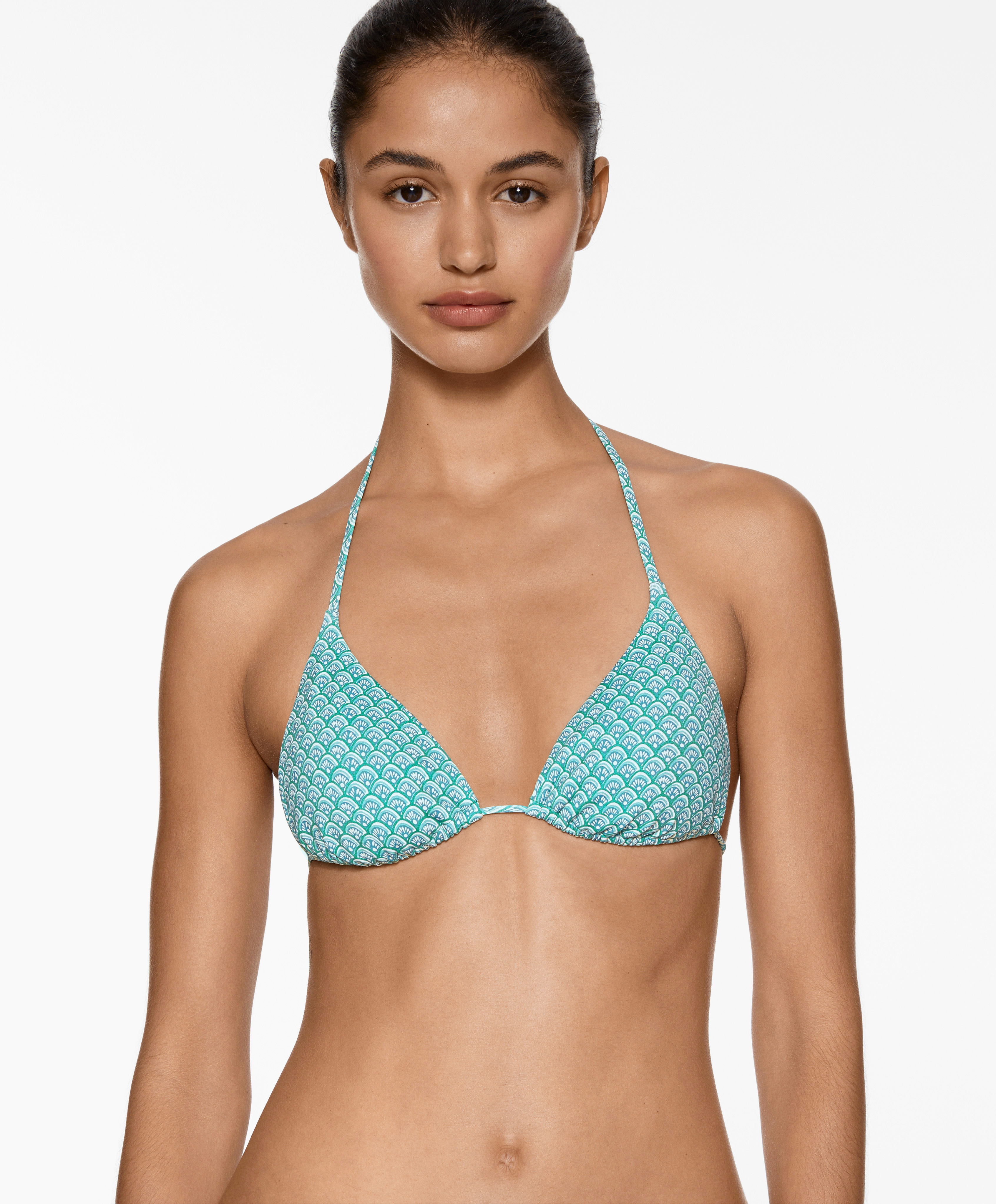 Motif print triangle bikini top