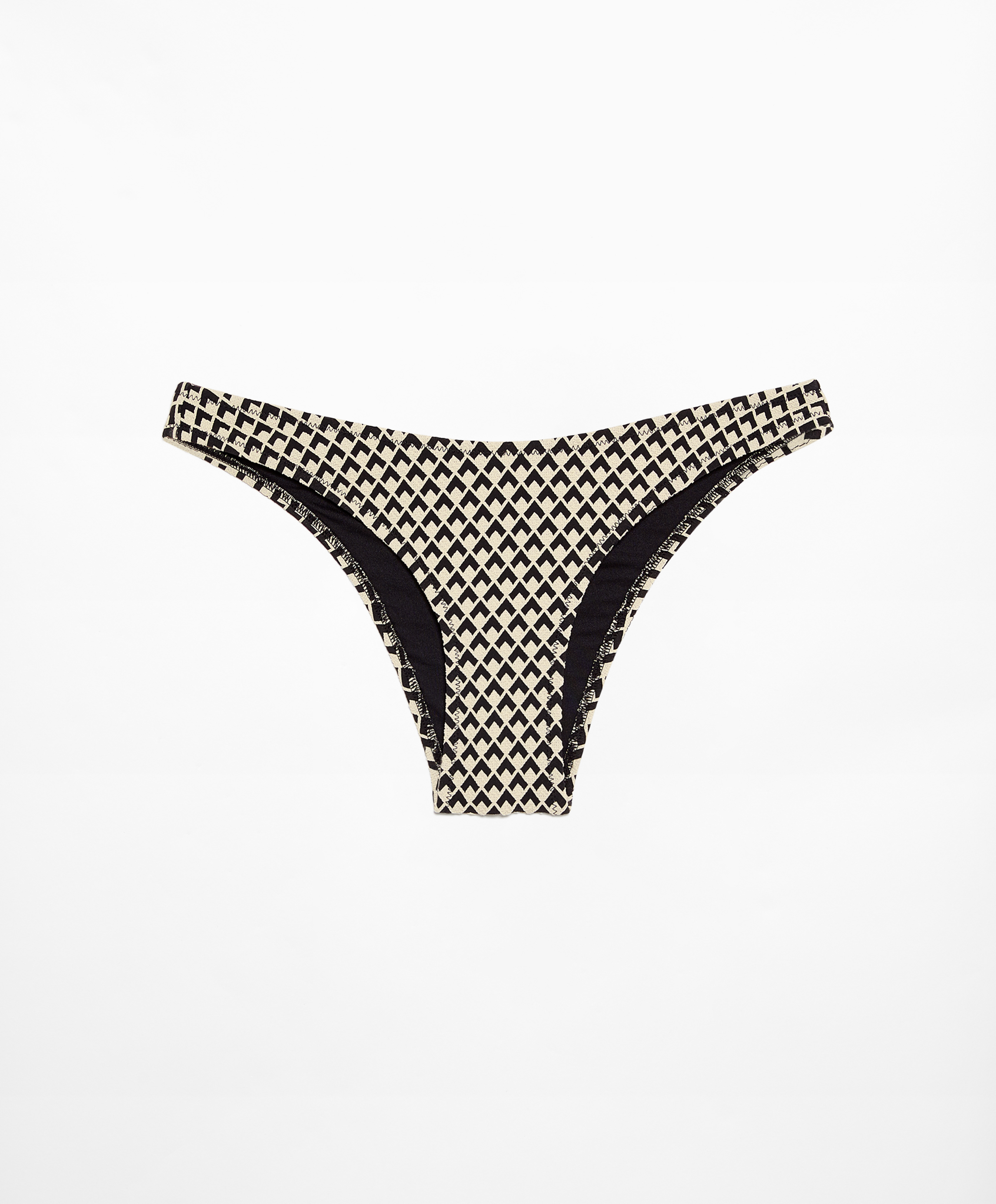 Geometric jacquard medium-coverage U-cut bikini briefs