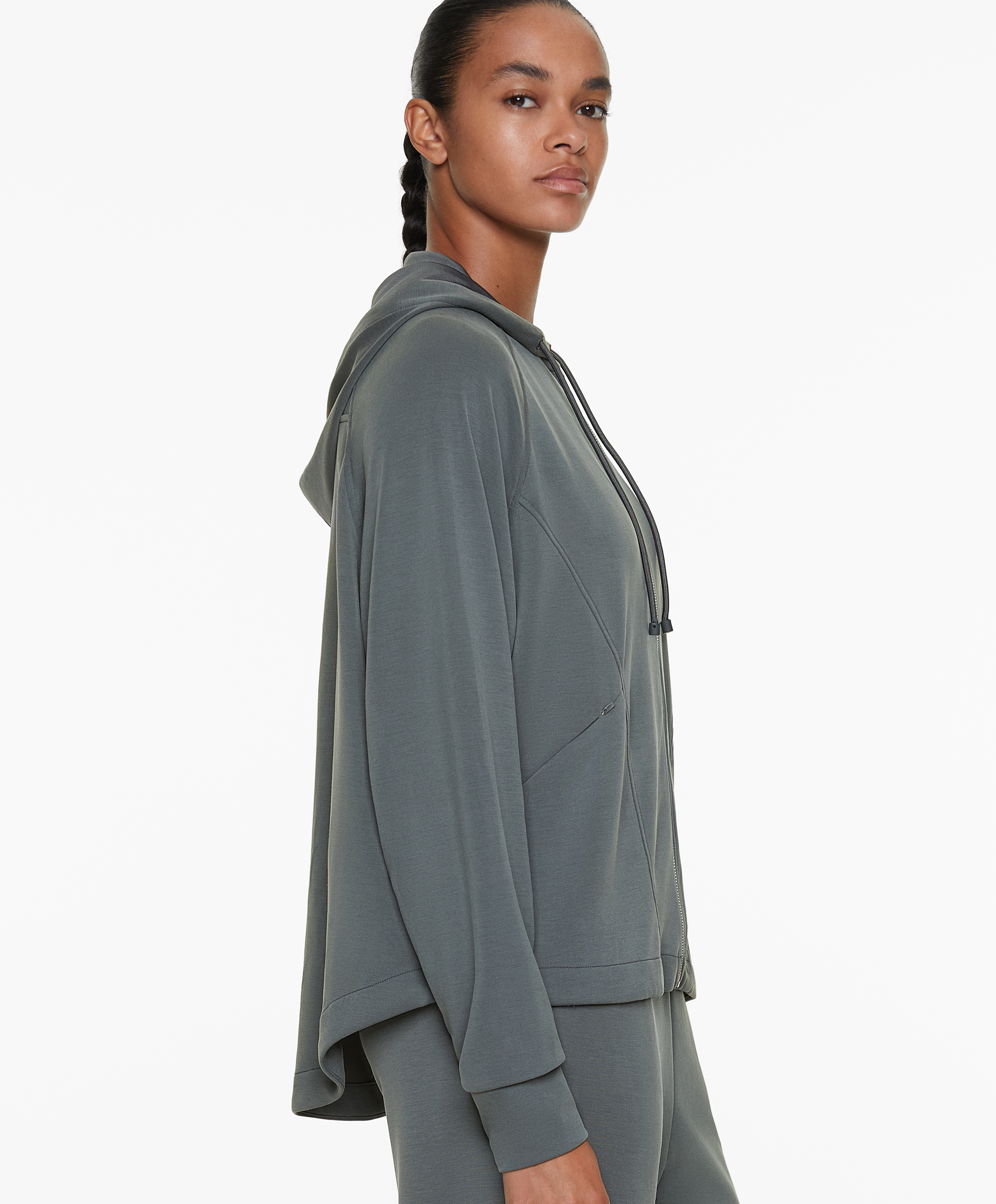 Knit hooded jacket with modal