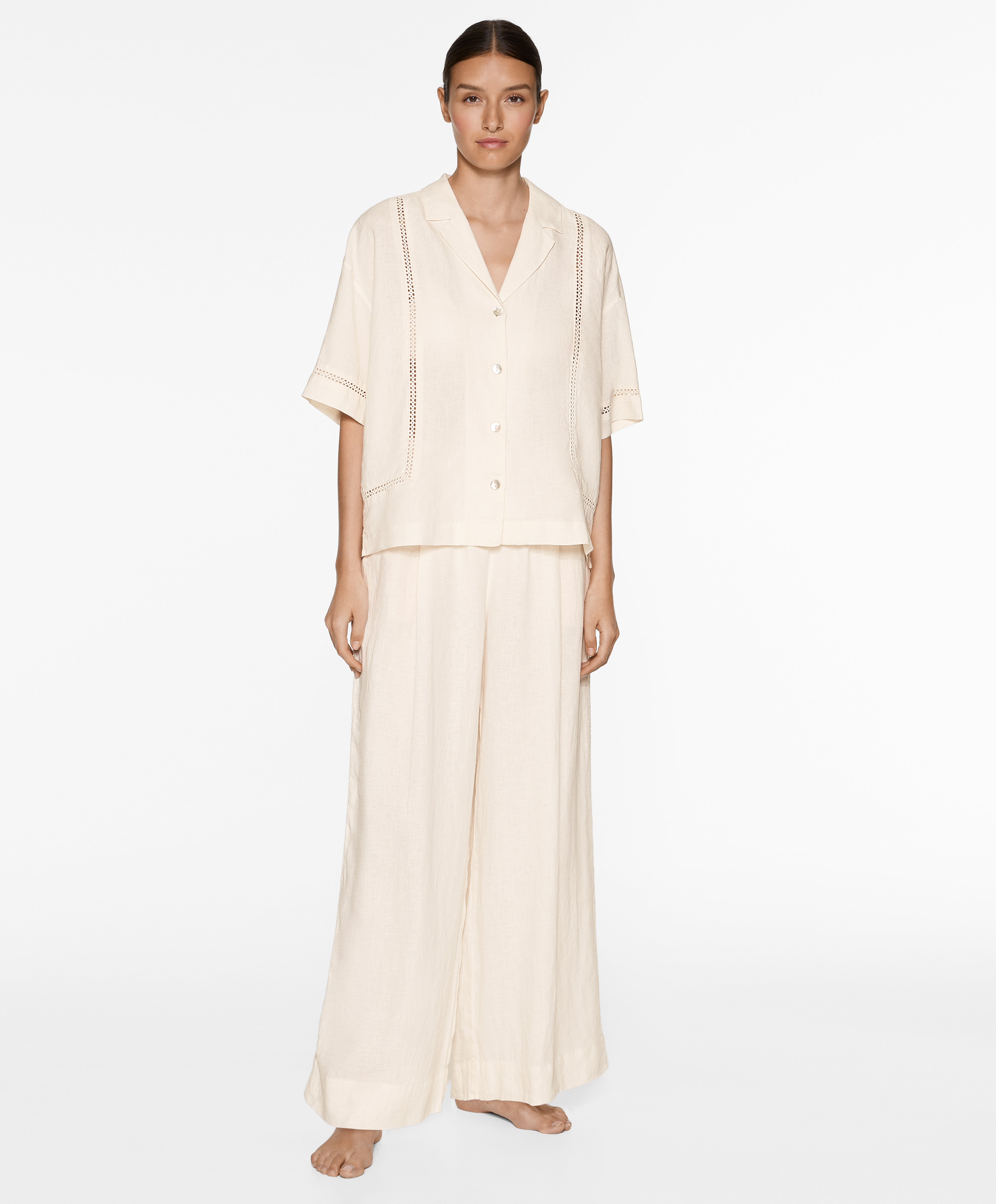 100% linen embroidered shirt