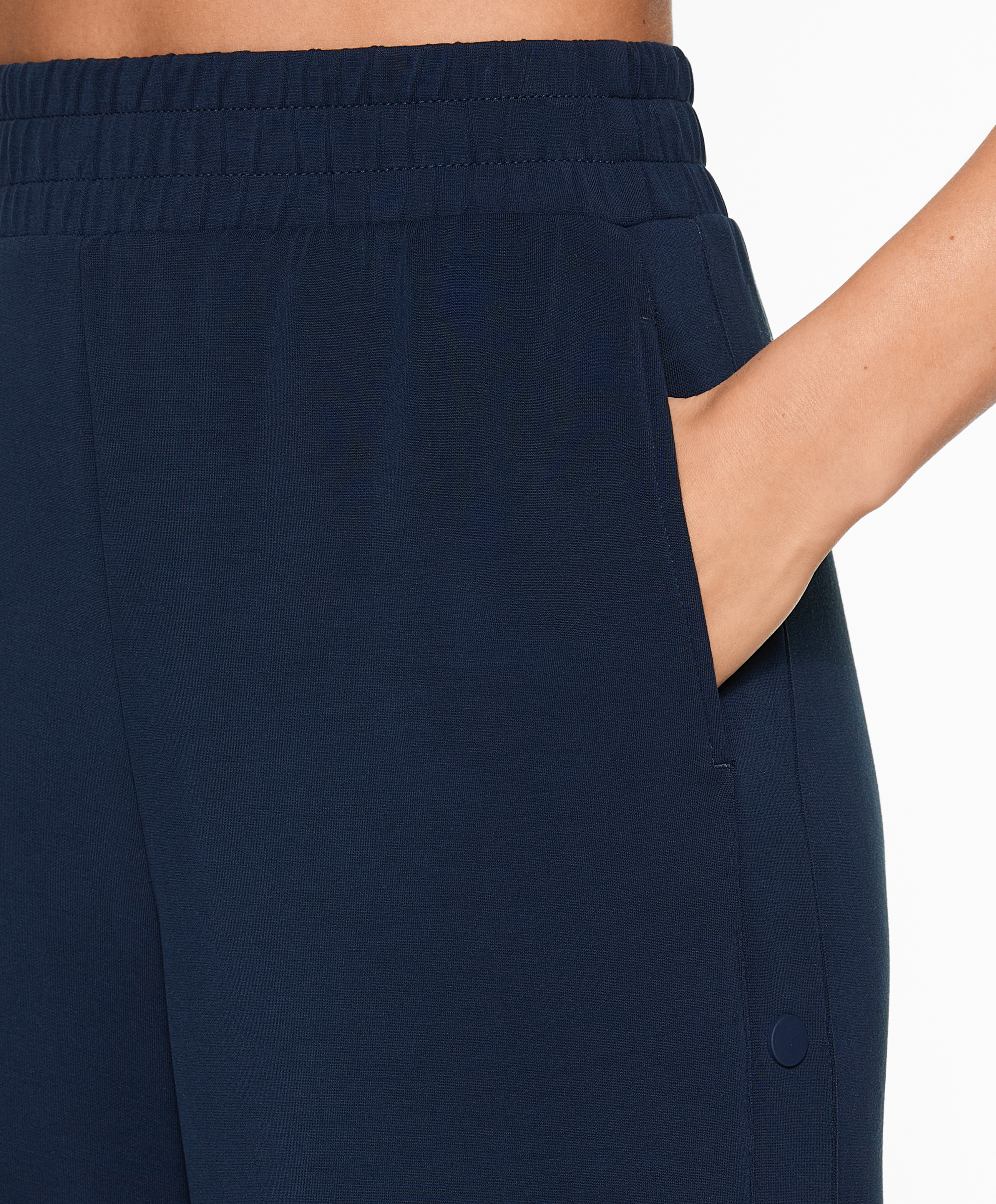 Soft-touch wide, straight-leg trousers with modal and buttons