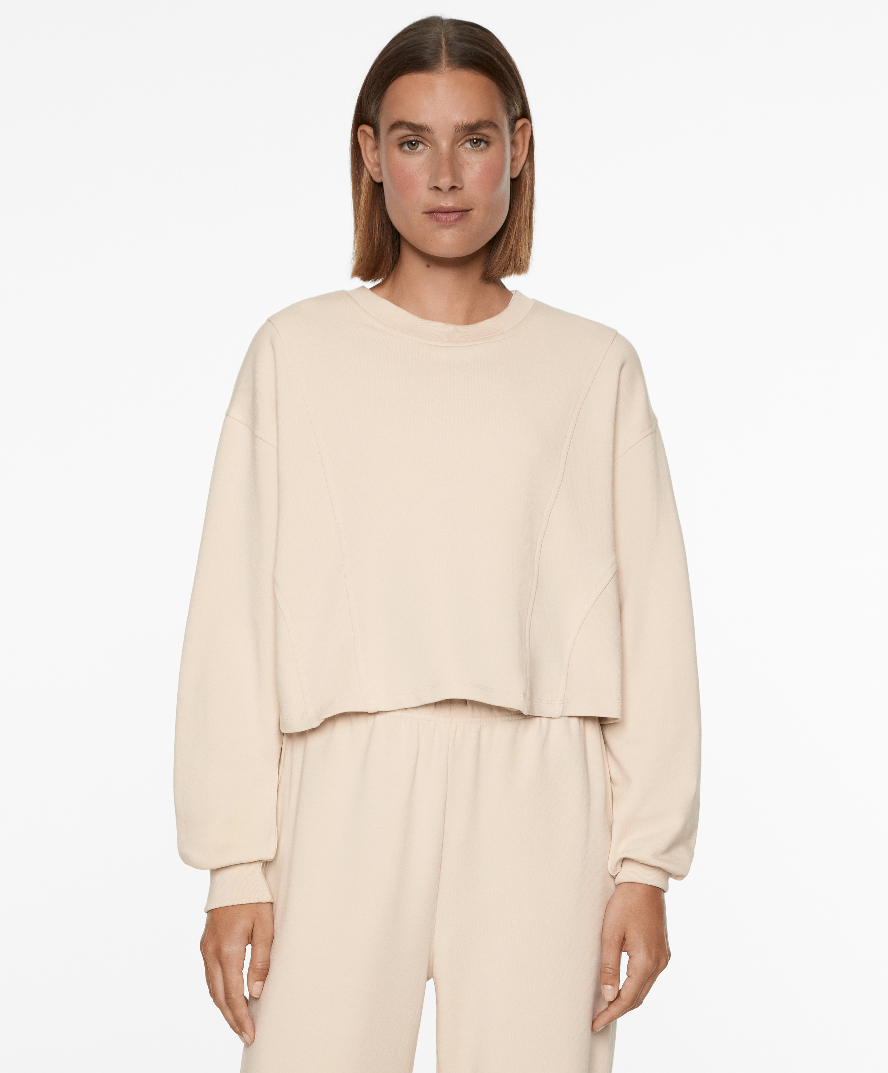 Crop sweatshirt with cotton and modal