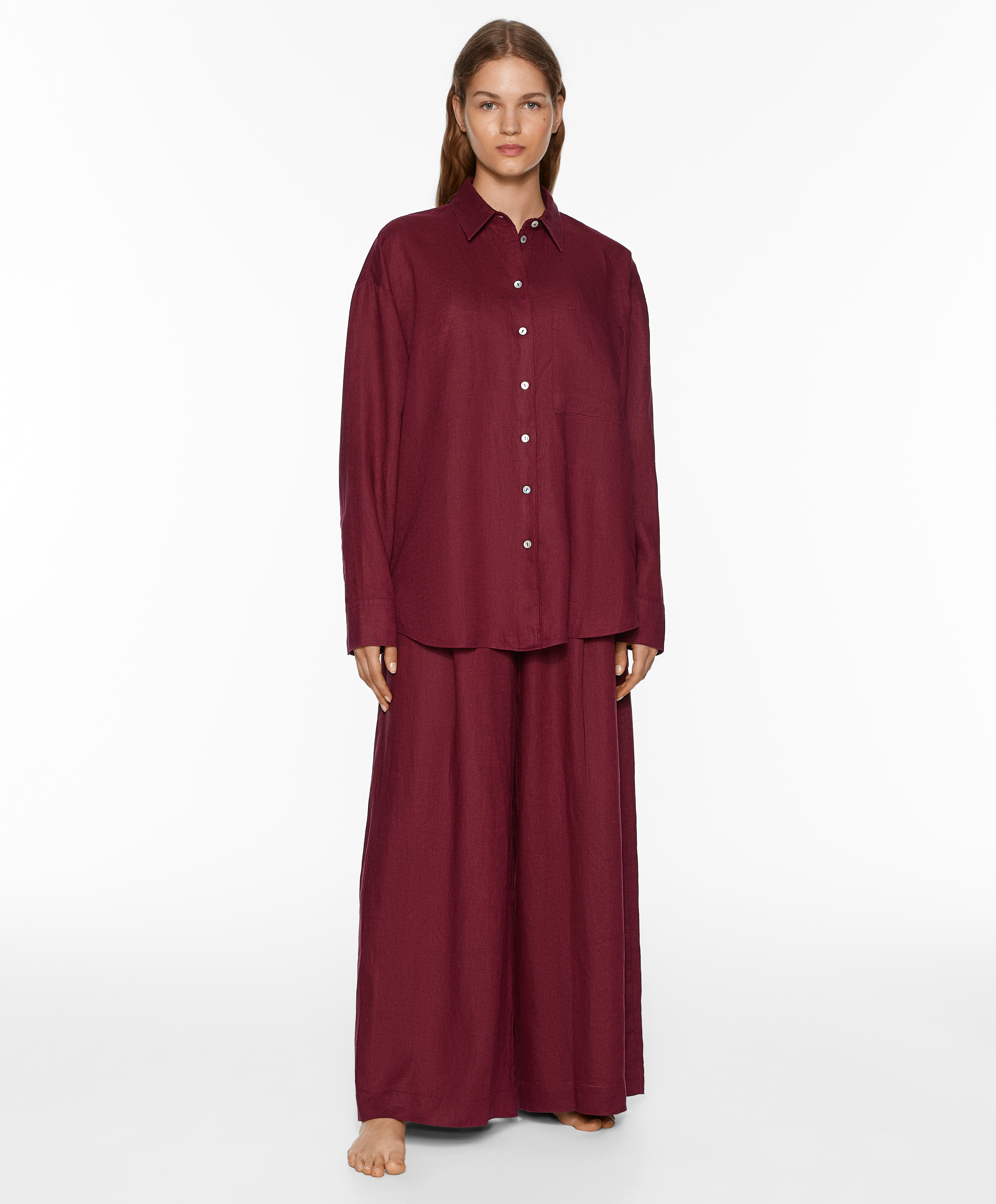 100% linen long-sleeved shirt