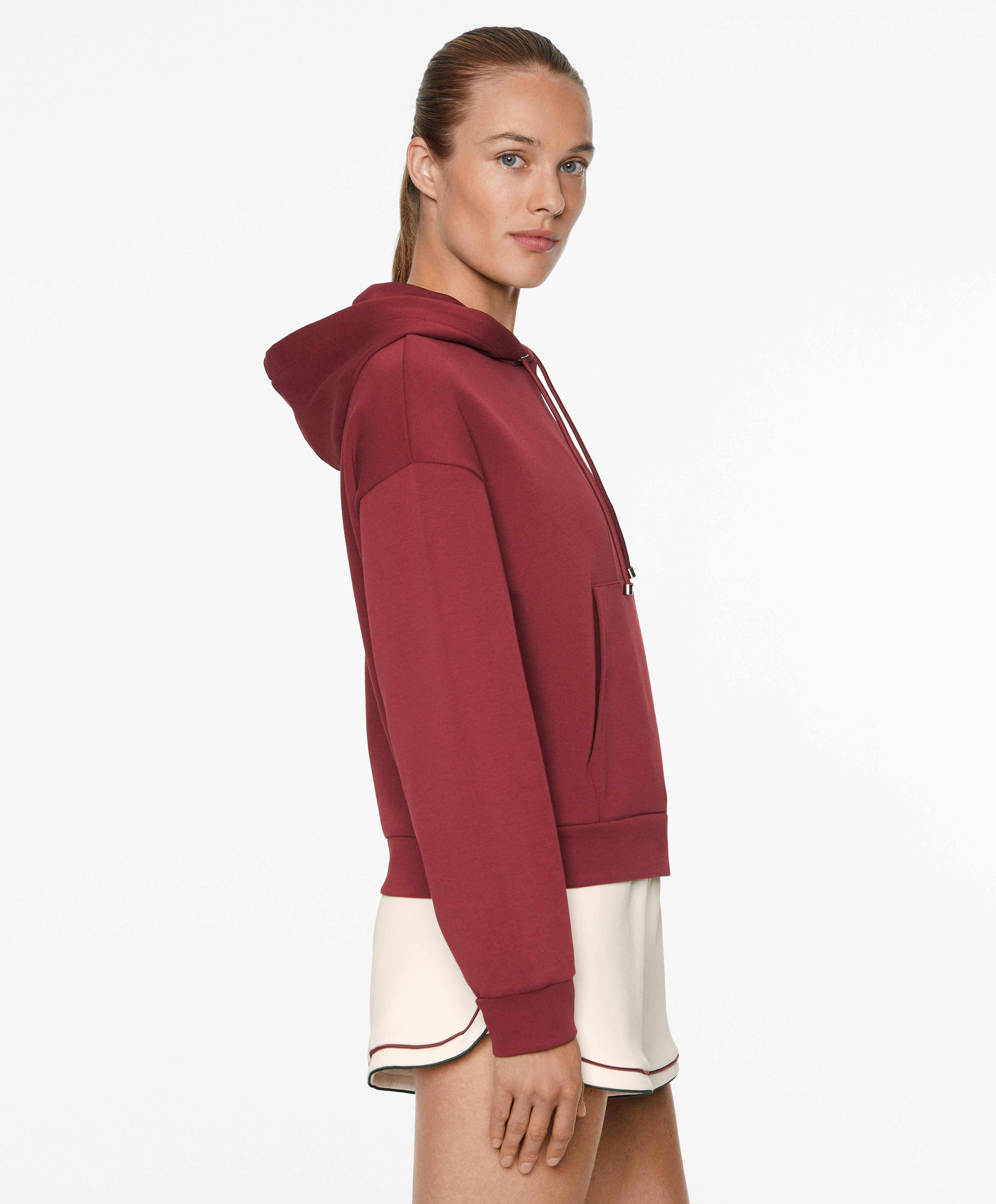 Cotton blend hoodie with piping