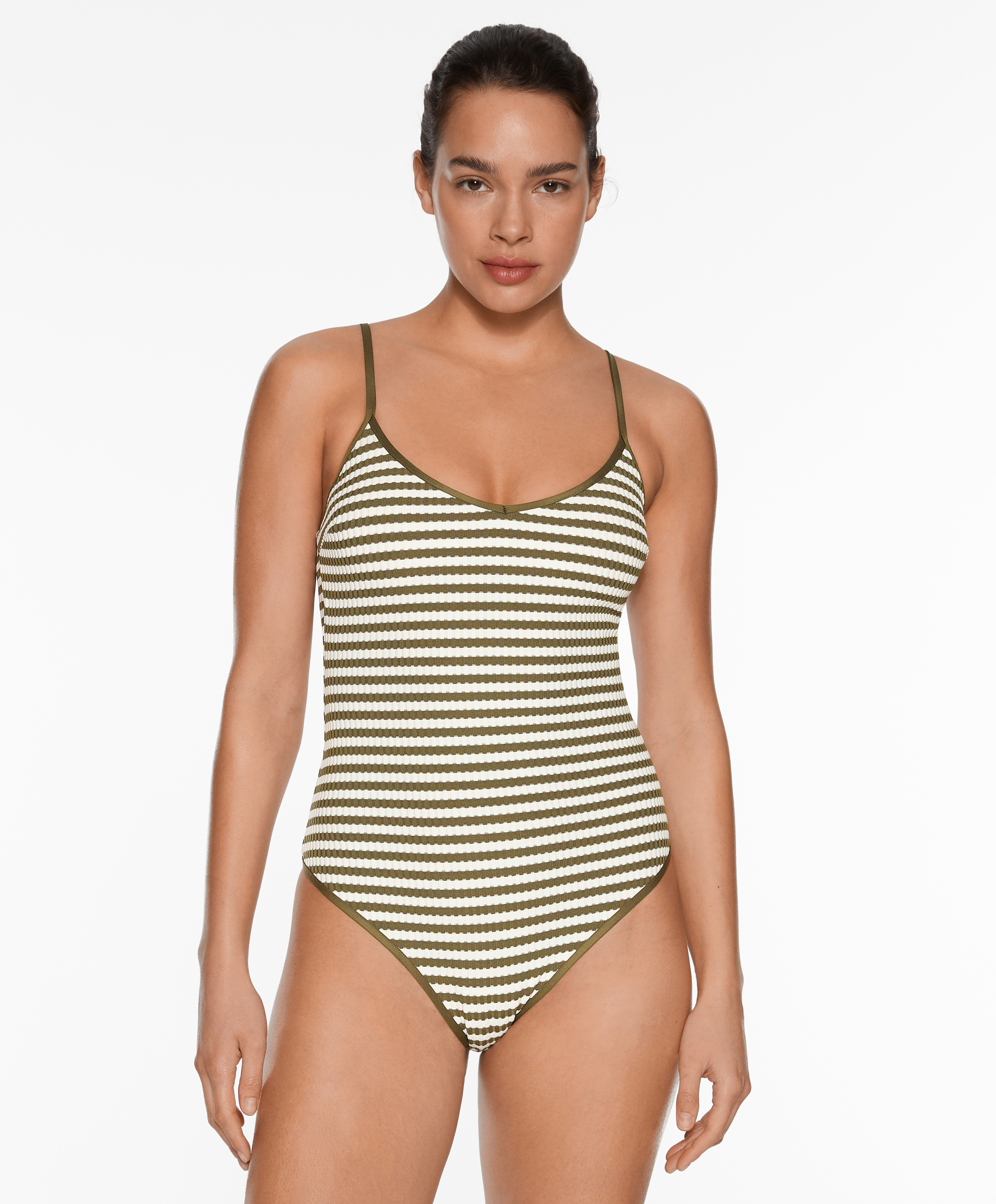 Textured stripe triangle swimsuit