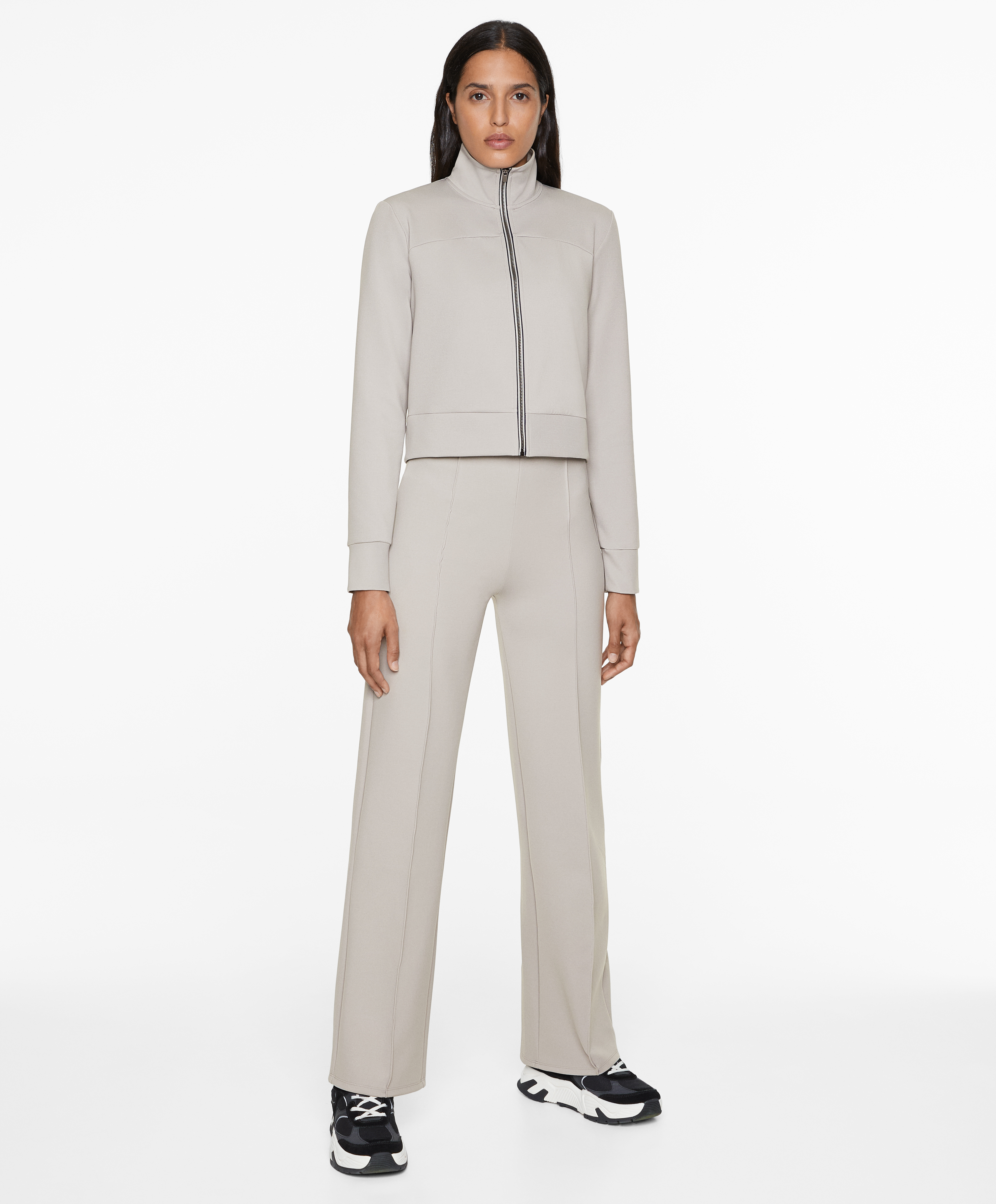 Neoprene-effect straight-leg trousers