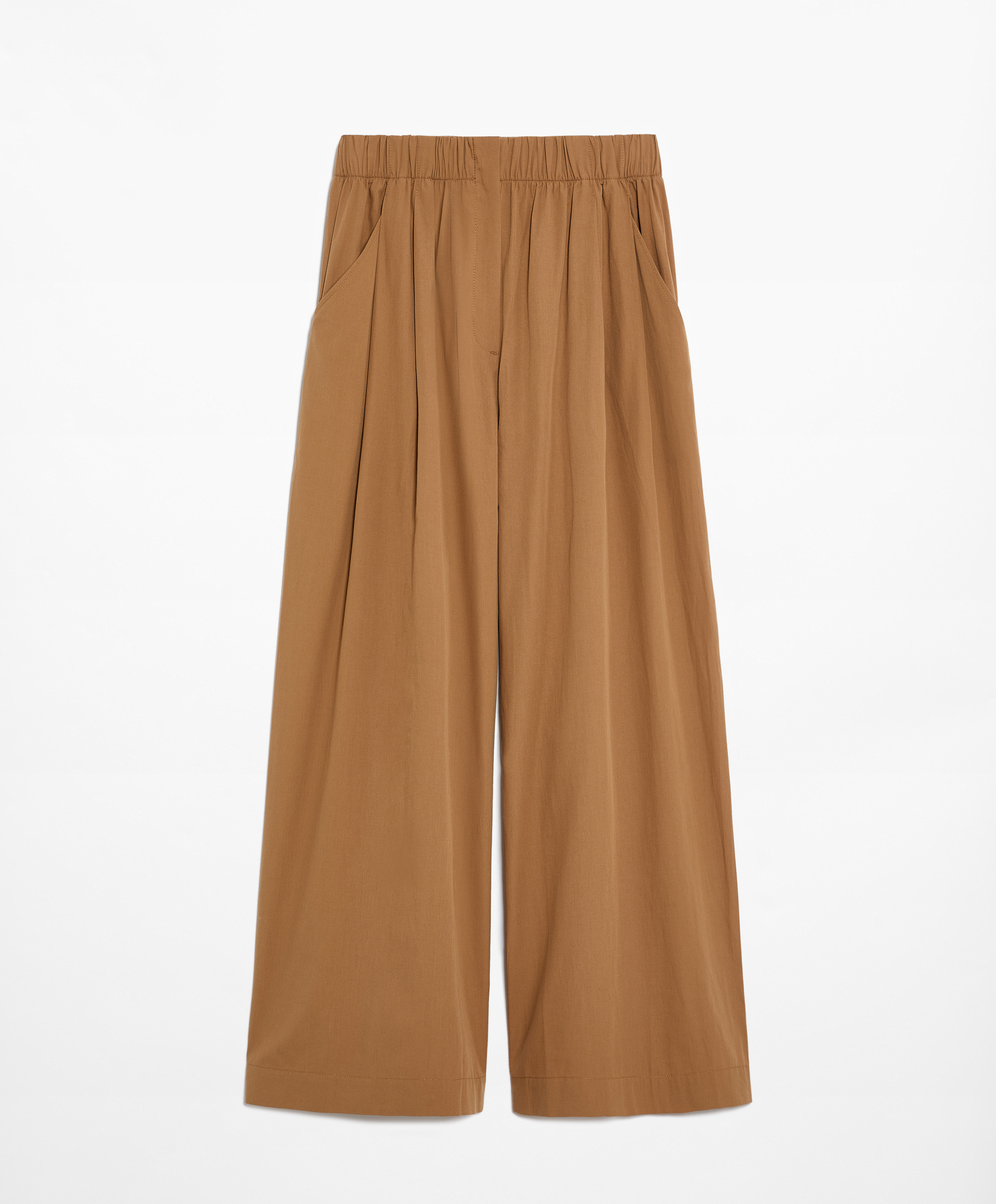 100% cotton poplin wide-leg trousers