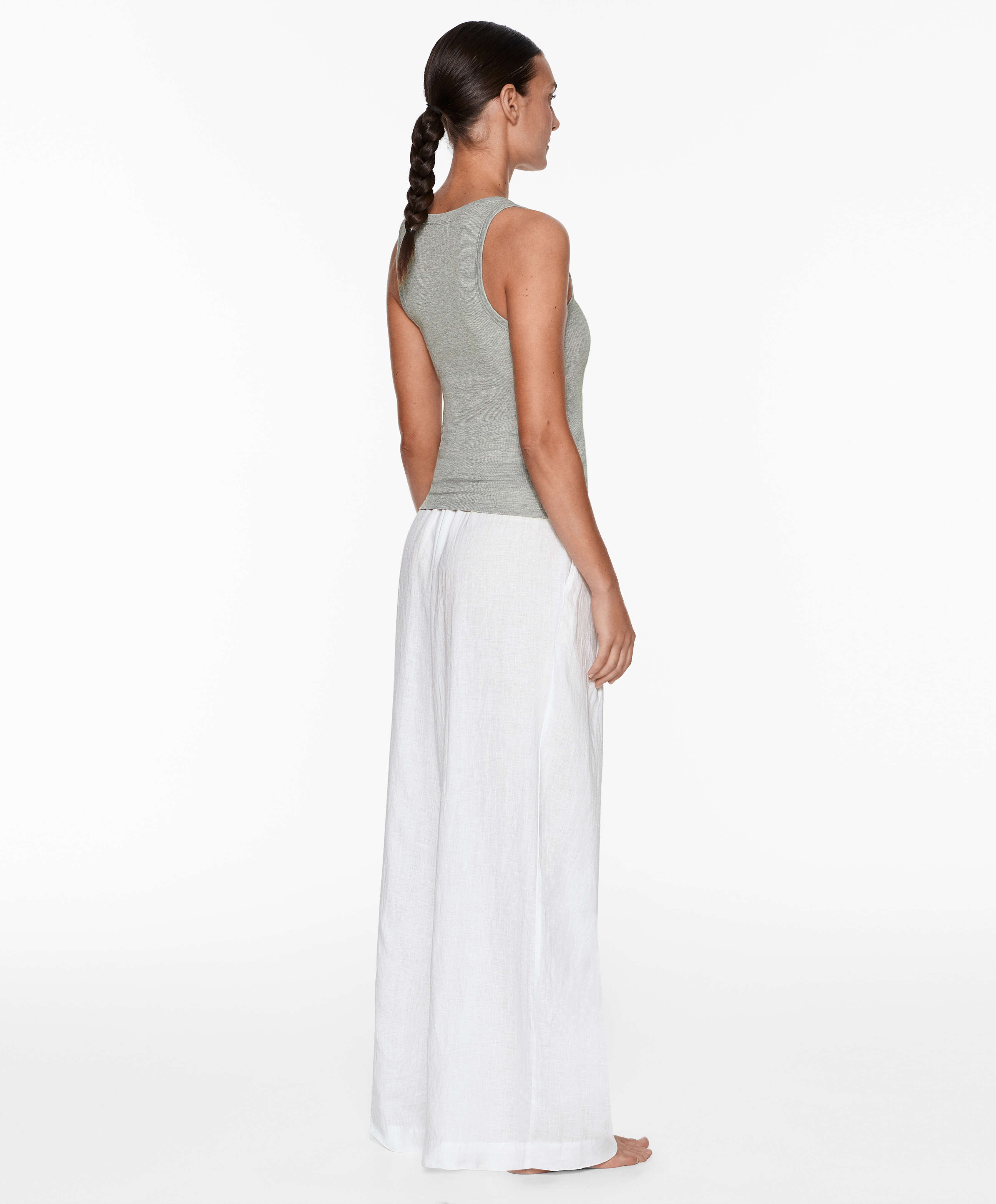 Rib vest top with cotton and modal