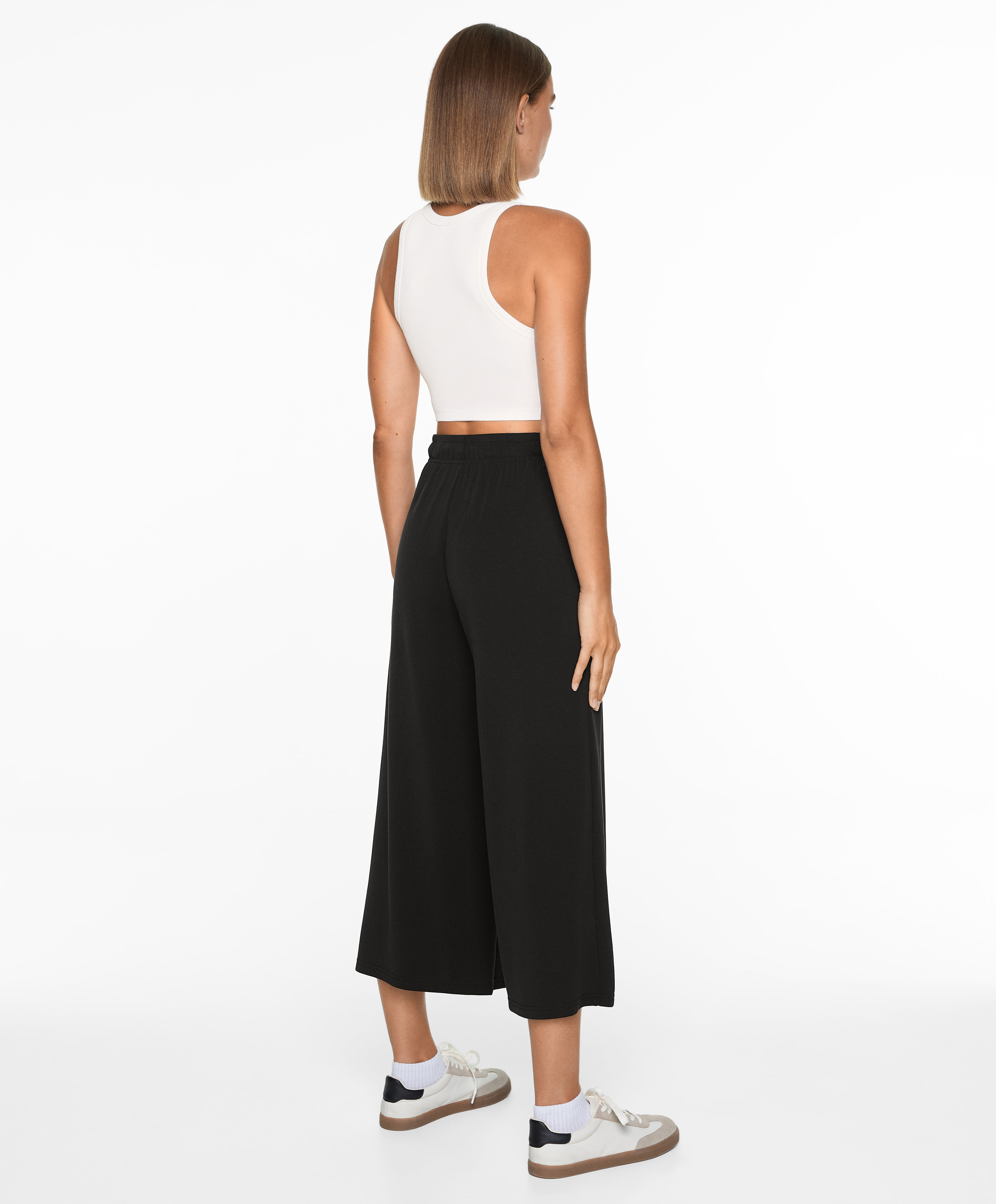 Soft-touch wide-leg crop trousers with modal