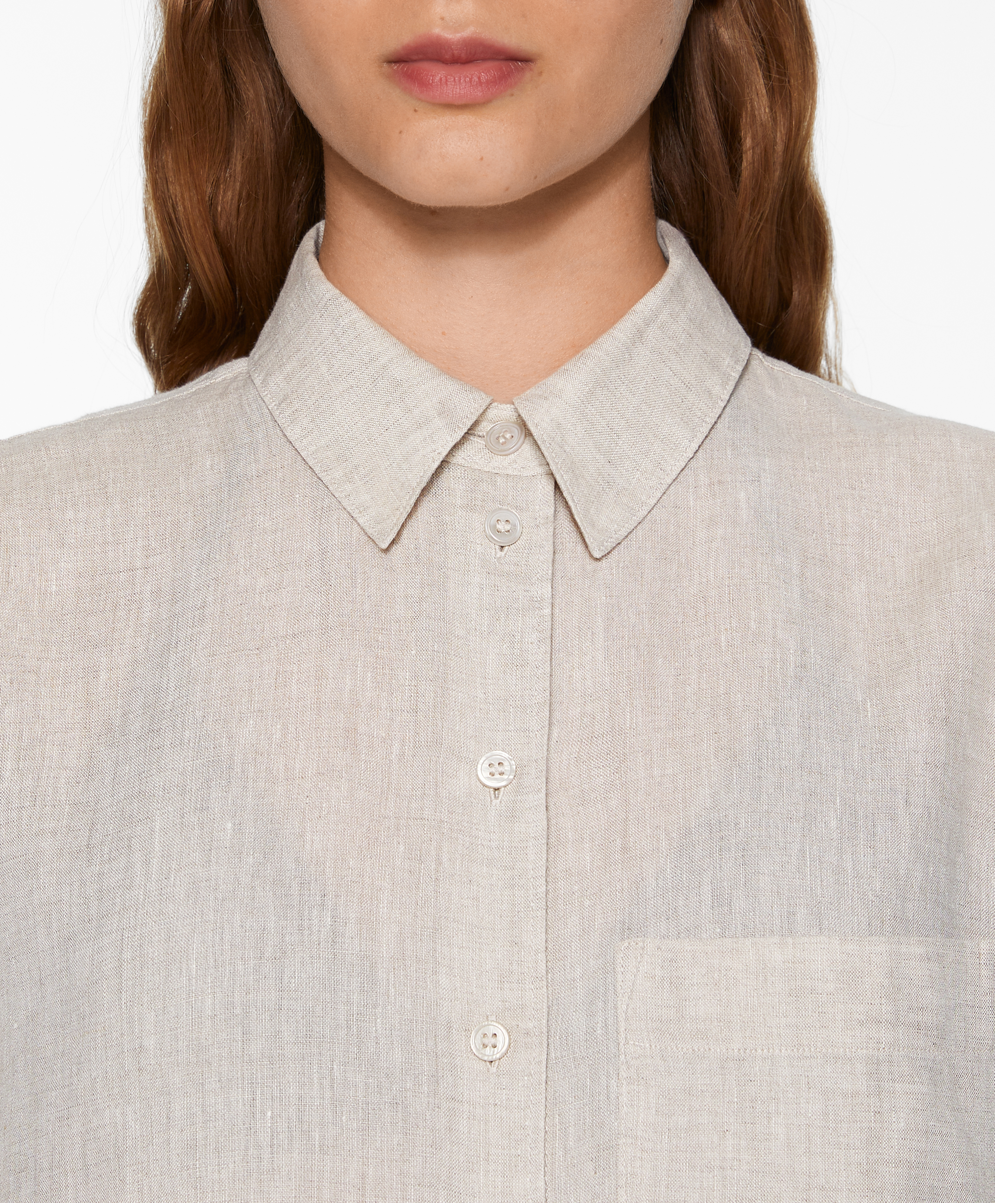 Oversize long-sleeved 100% linen shirt