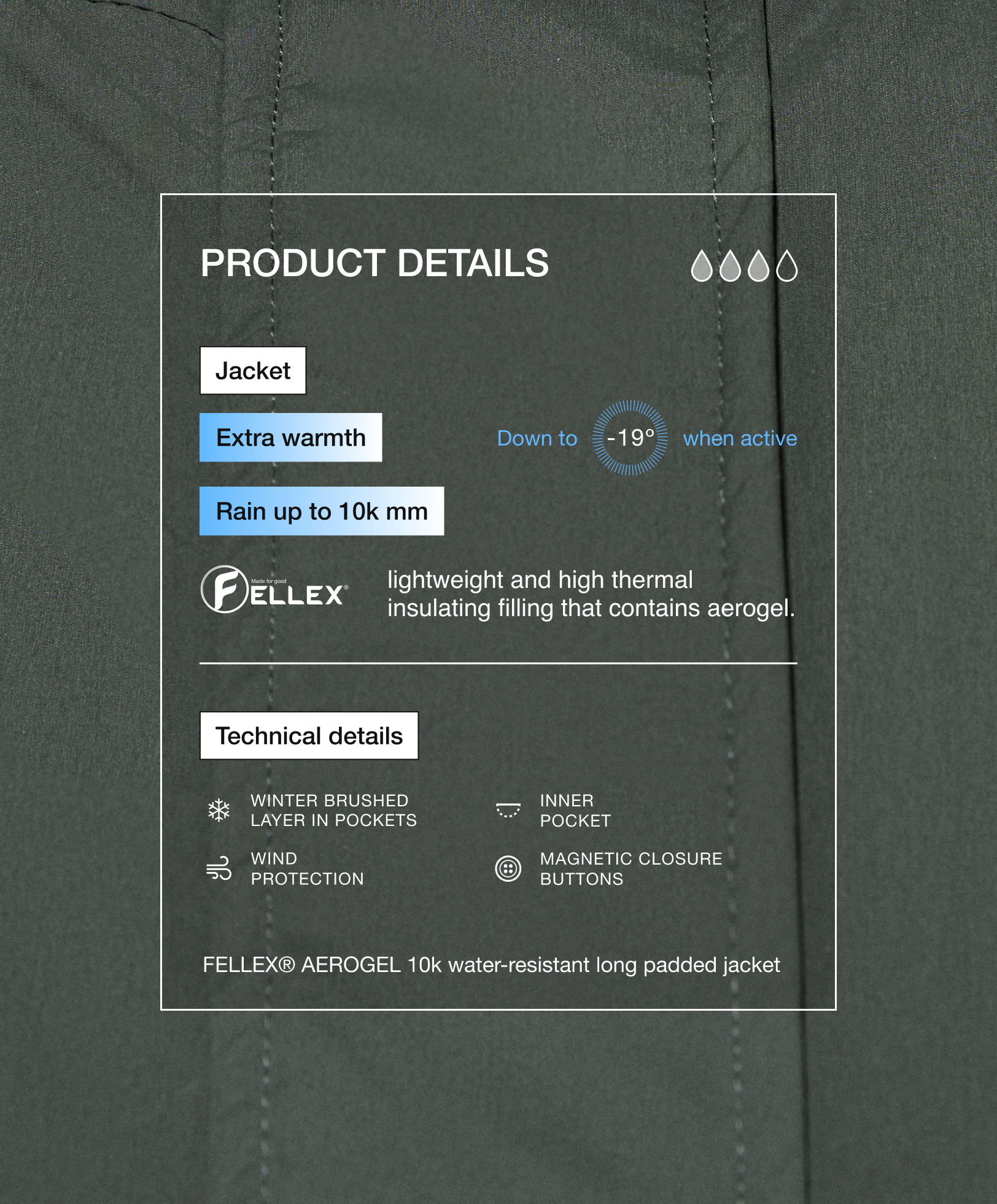 FELLEX® AEROGEL 10k water-resistant long padded jacket