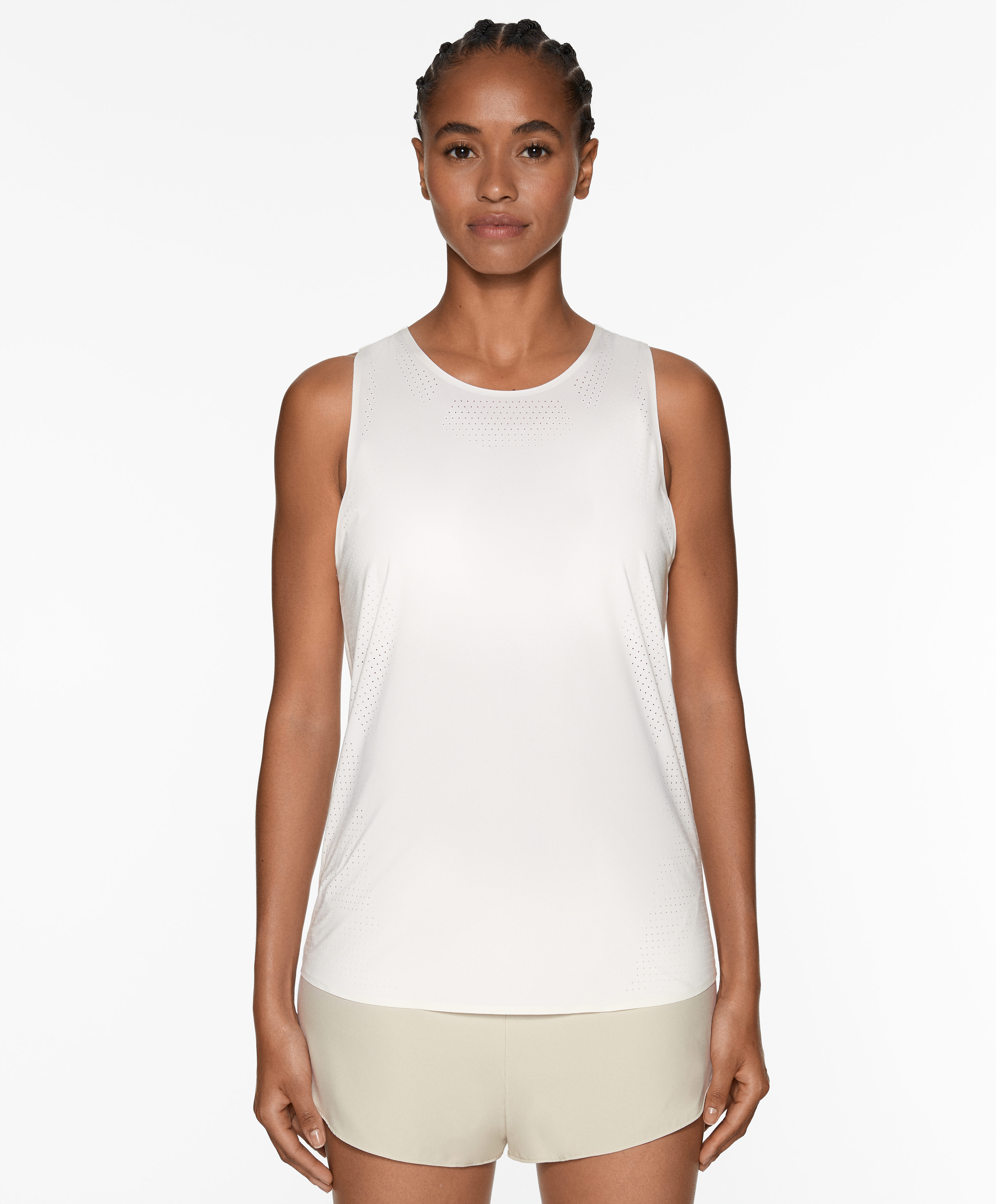 Microperforated technical sleeveless T-shirt