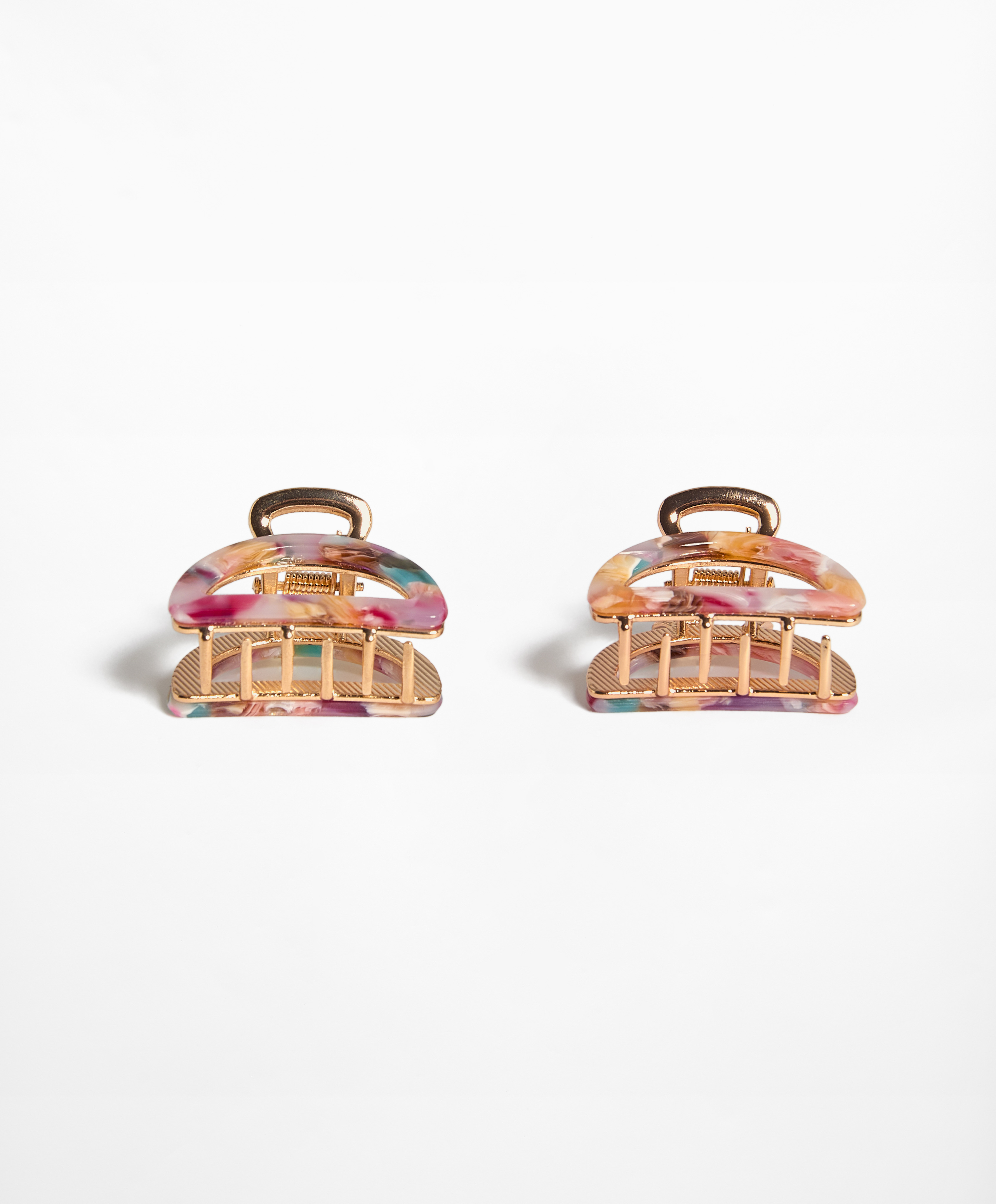 2 metallic mini hair clips