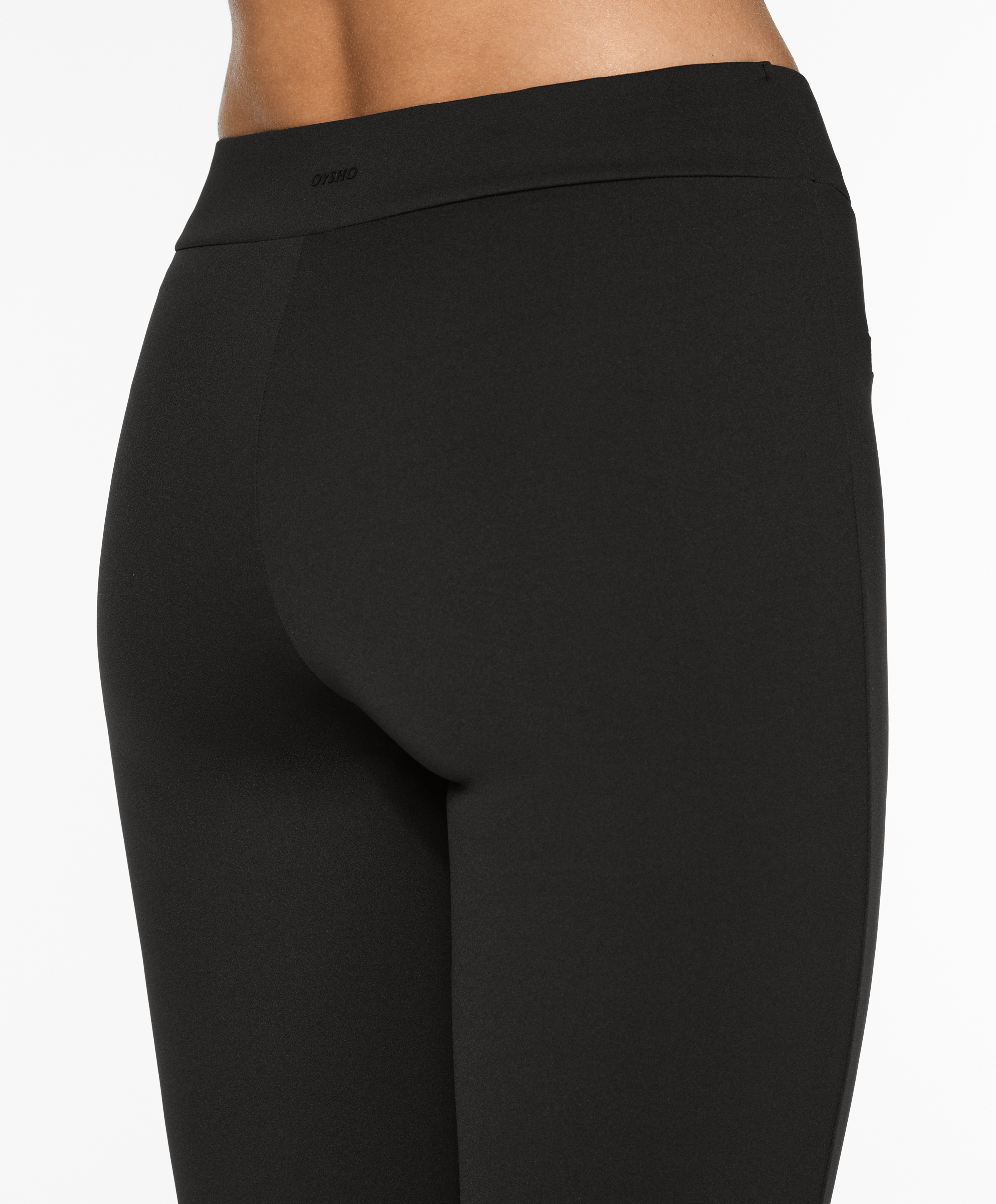 Neoprene-effect low-rise flare trousers