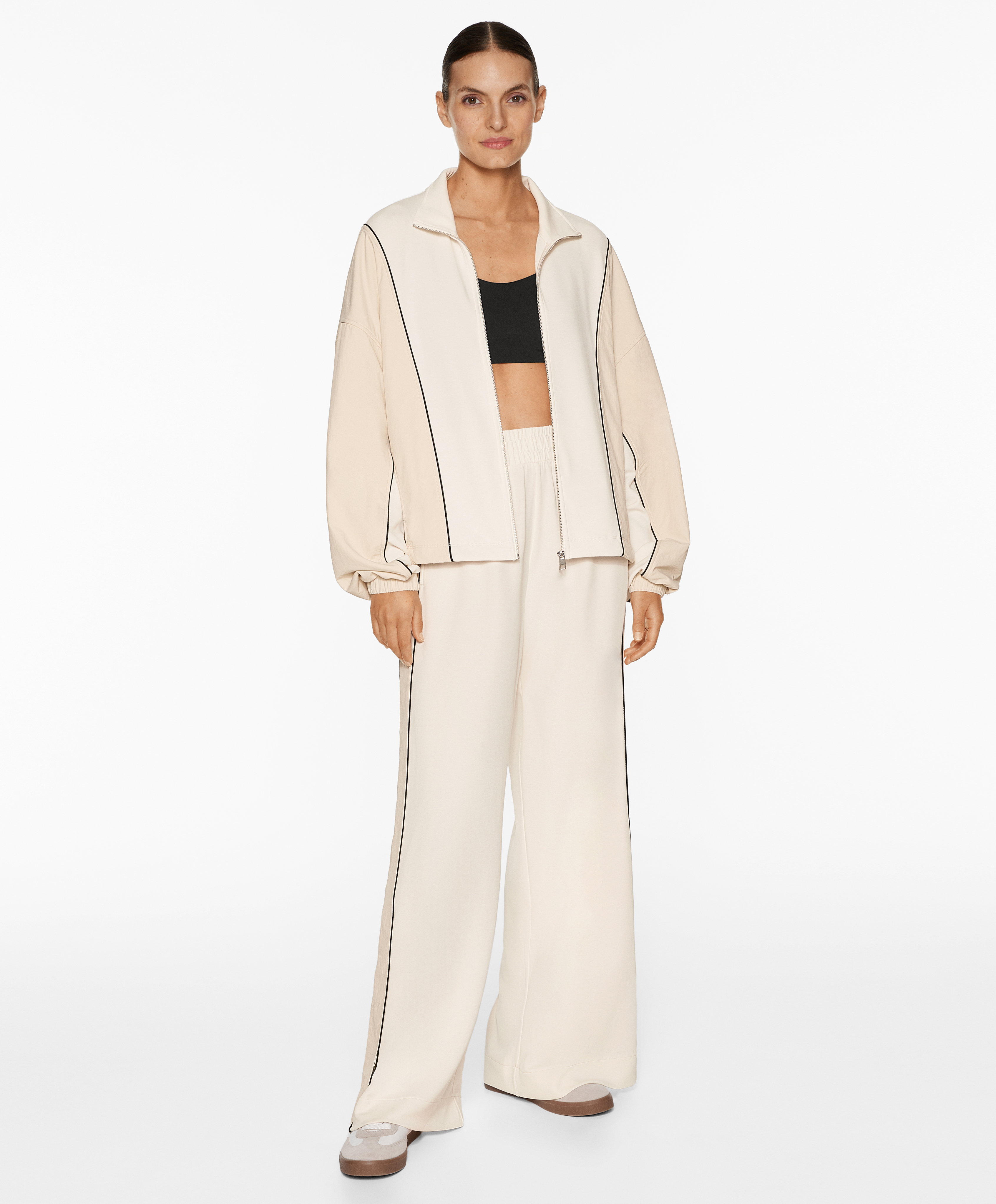 Side appliqué jacket with modal