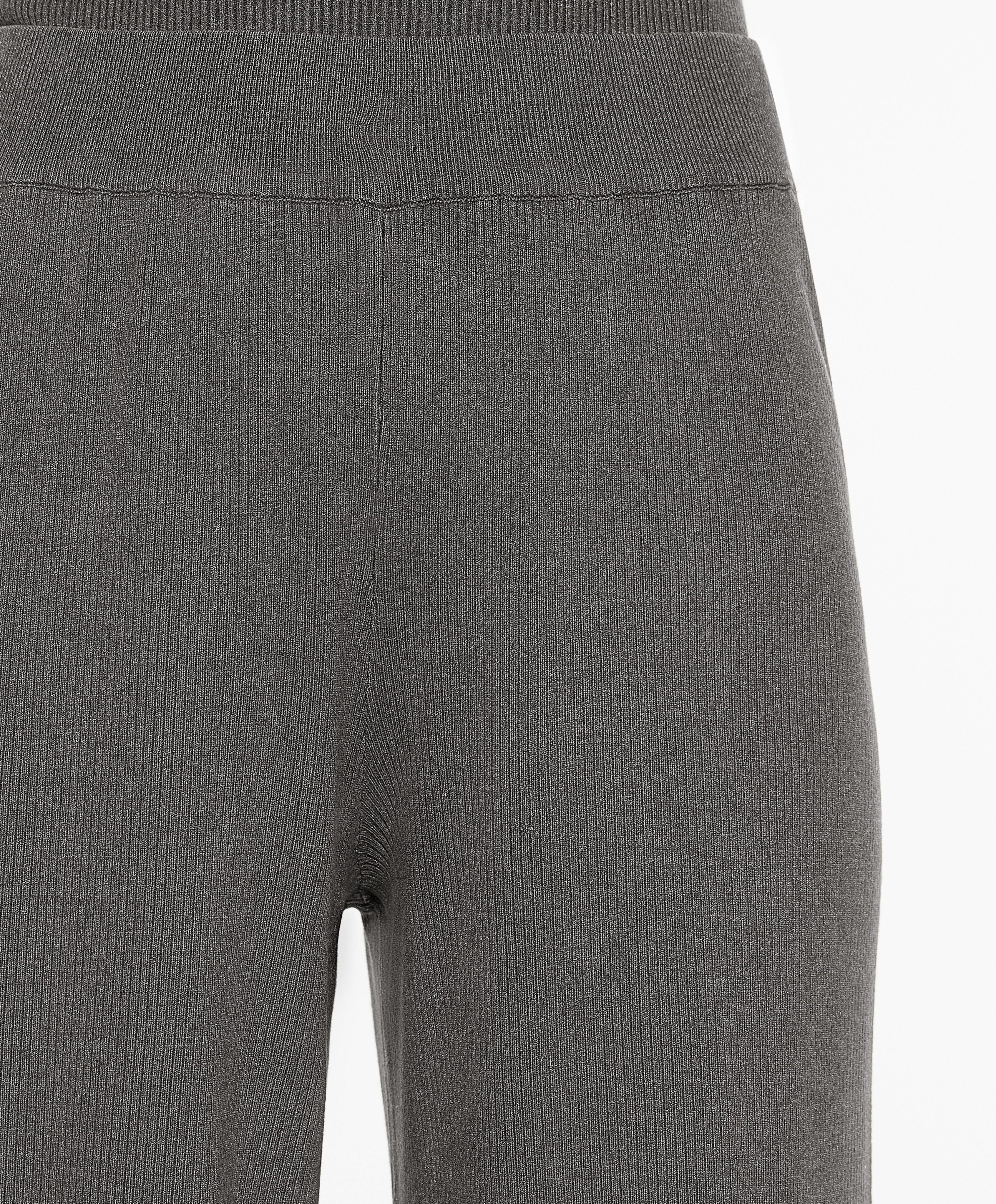 Rib-knit straight-leg trousers