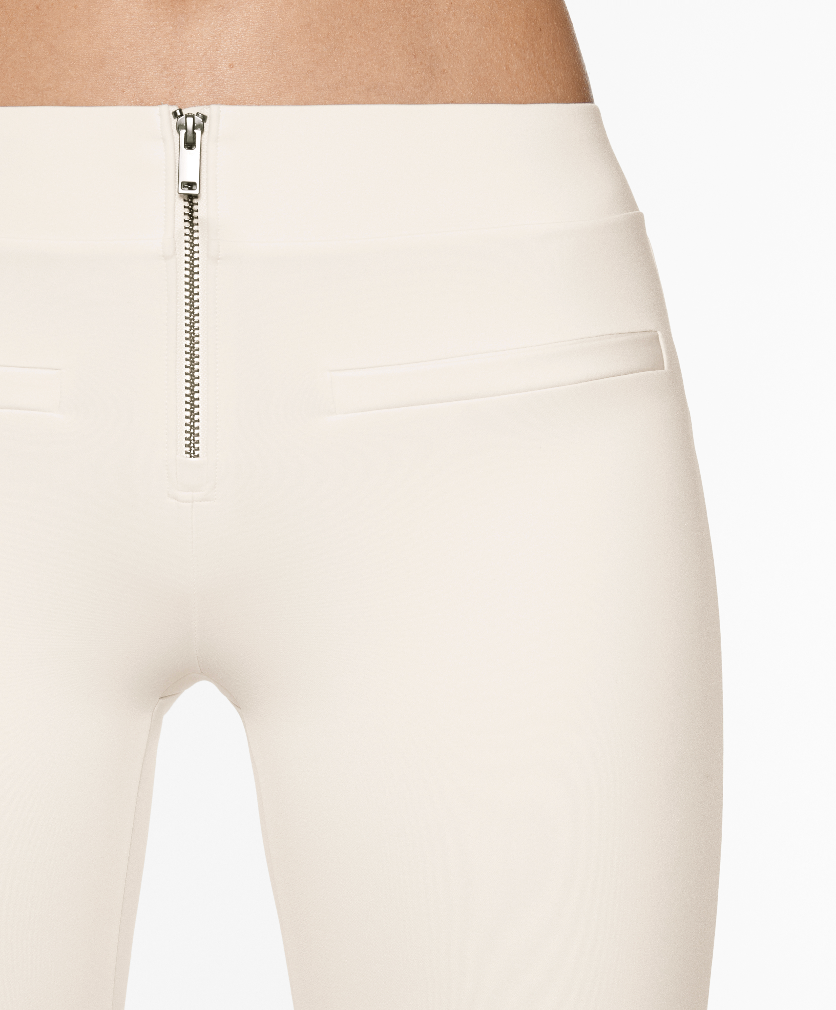 Neoprene-effect low-rise flare trousers