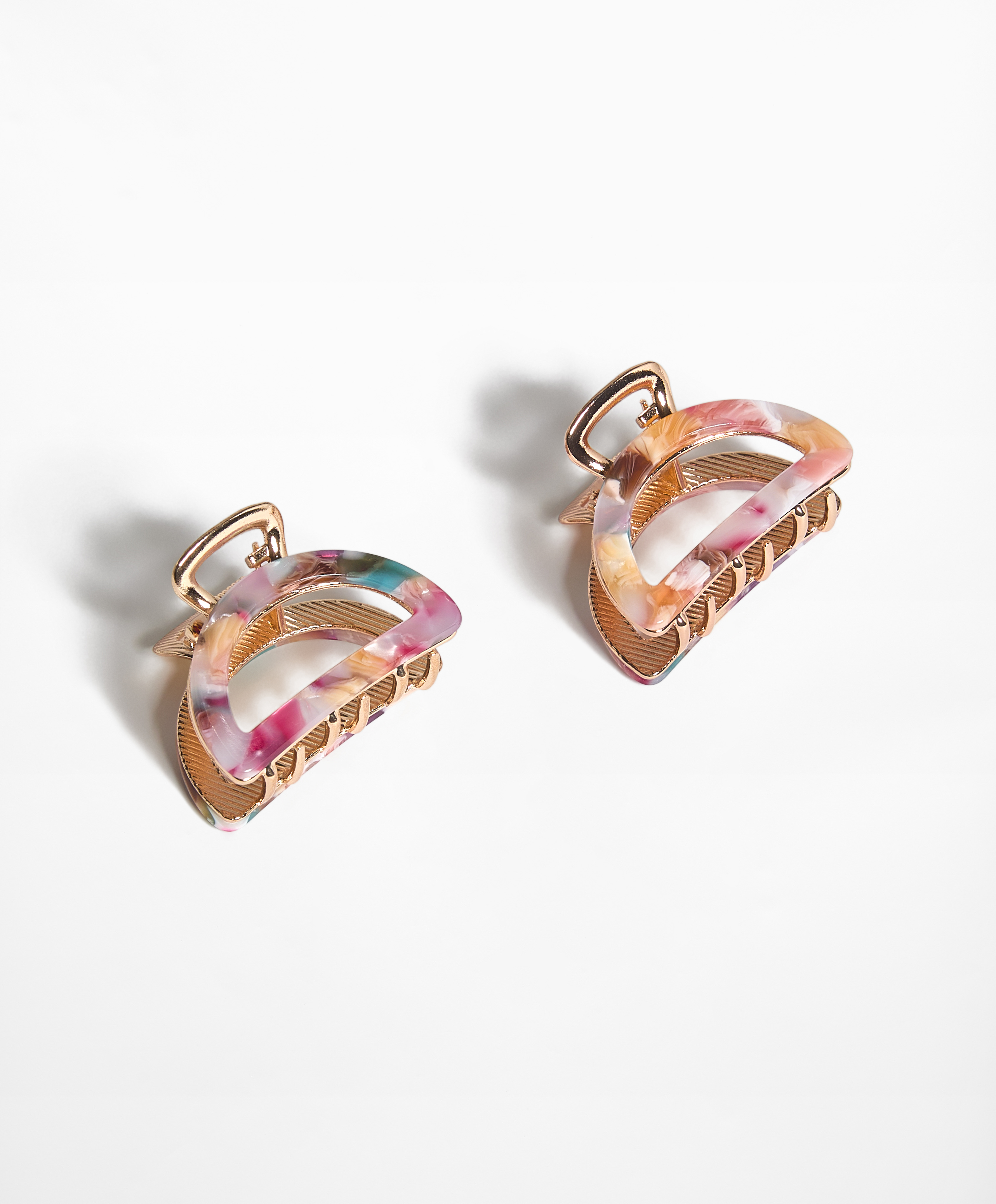 2 metallic mini hair clips