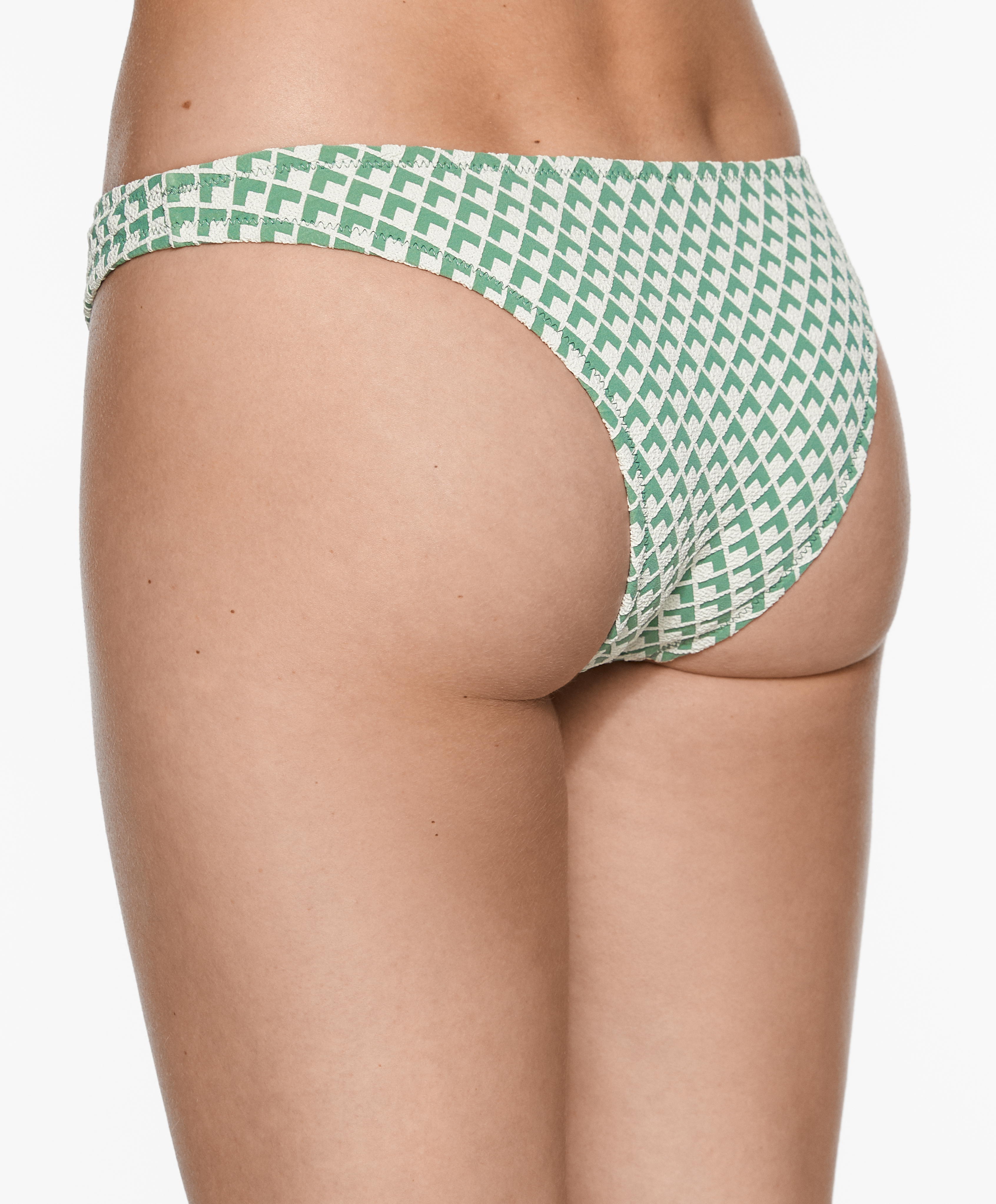 Geometric jacquard medium-coverage U-cut bikini briefs